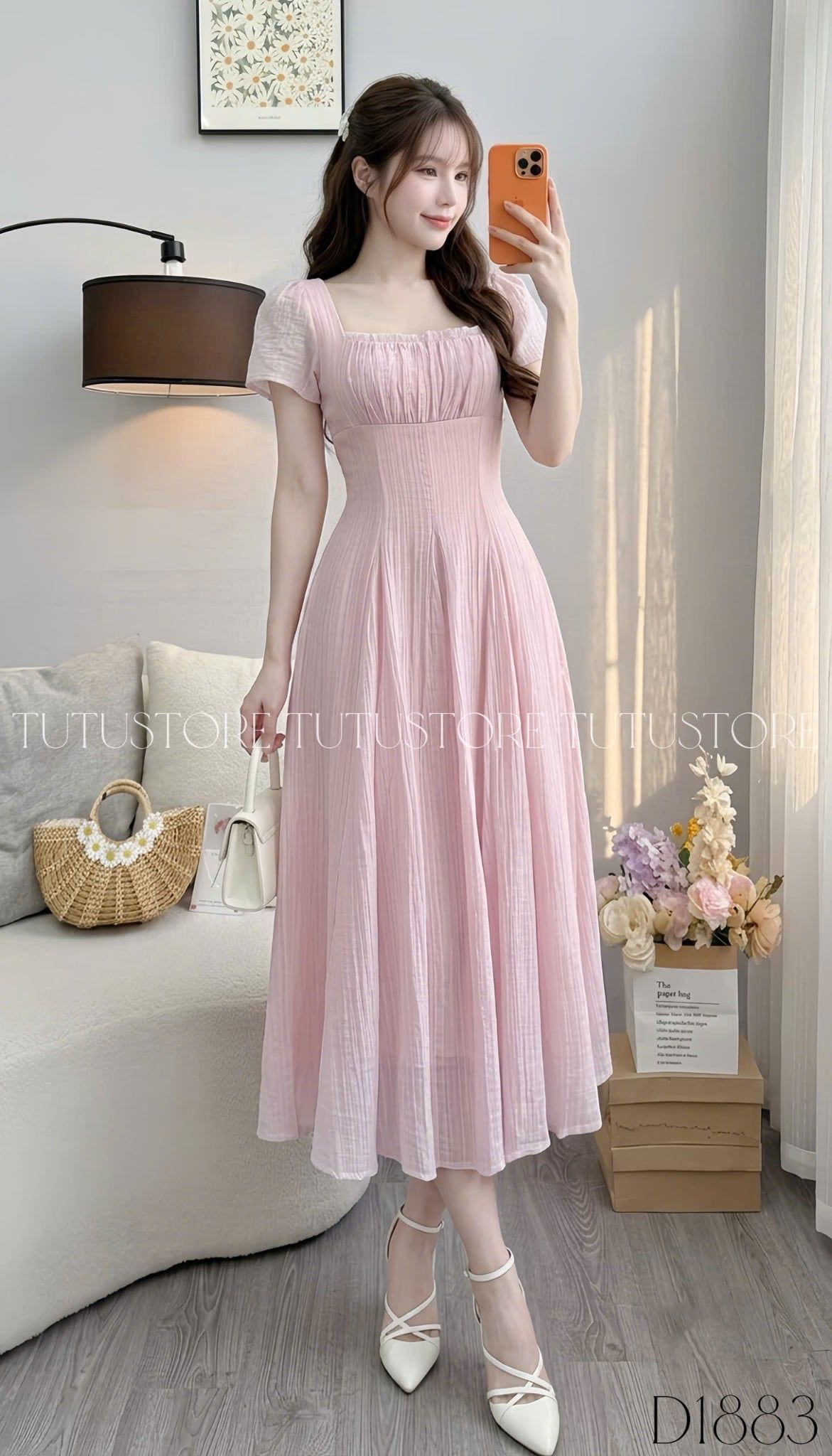 Đầm Thiết Kế Cổ Vuông Dáng Xòe Đầm Đi Tiệc TuTu Store Mã D1883
