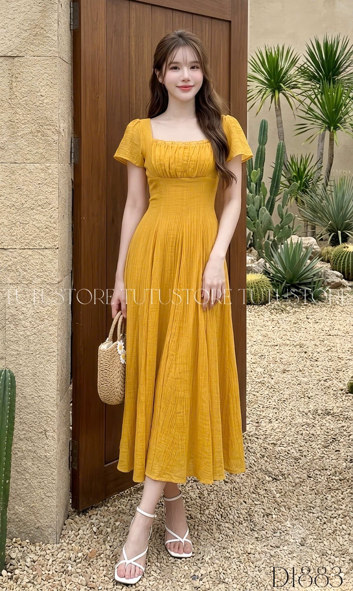 Đầm Thiết Kế Cổ Vuông Dáng Xòe Đầm Đi Tiệc TuTu Store Mã D1883