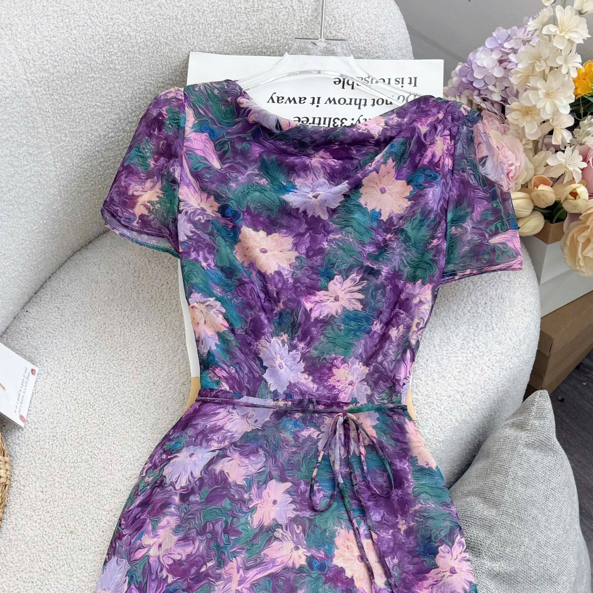 Đầm Thiết Kế Cổ Kiểu Có Dây Buộc Eo Đầm Đi Tiệc TuTu Store Mã D1886
