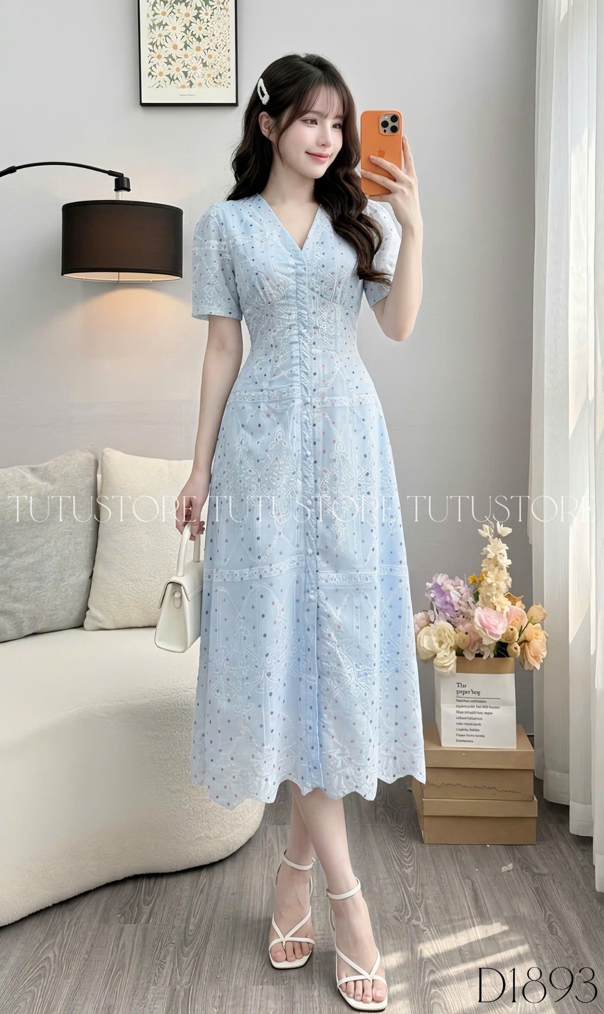 Đầm Thiết Kế Cổ Tim Dáng Dài Phối Chân Ren Đầm Đi Tiệc TuTu Store Mã D1893
