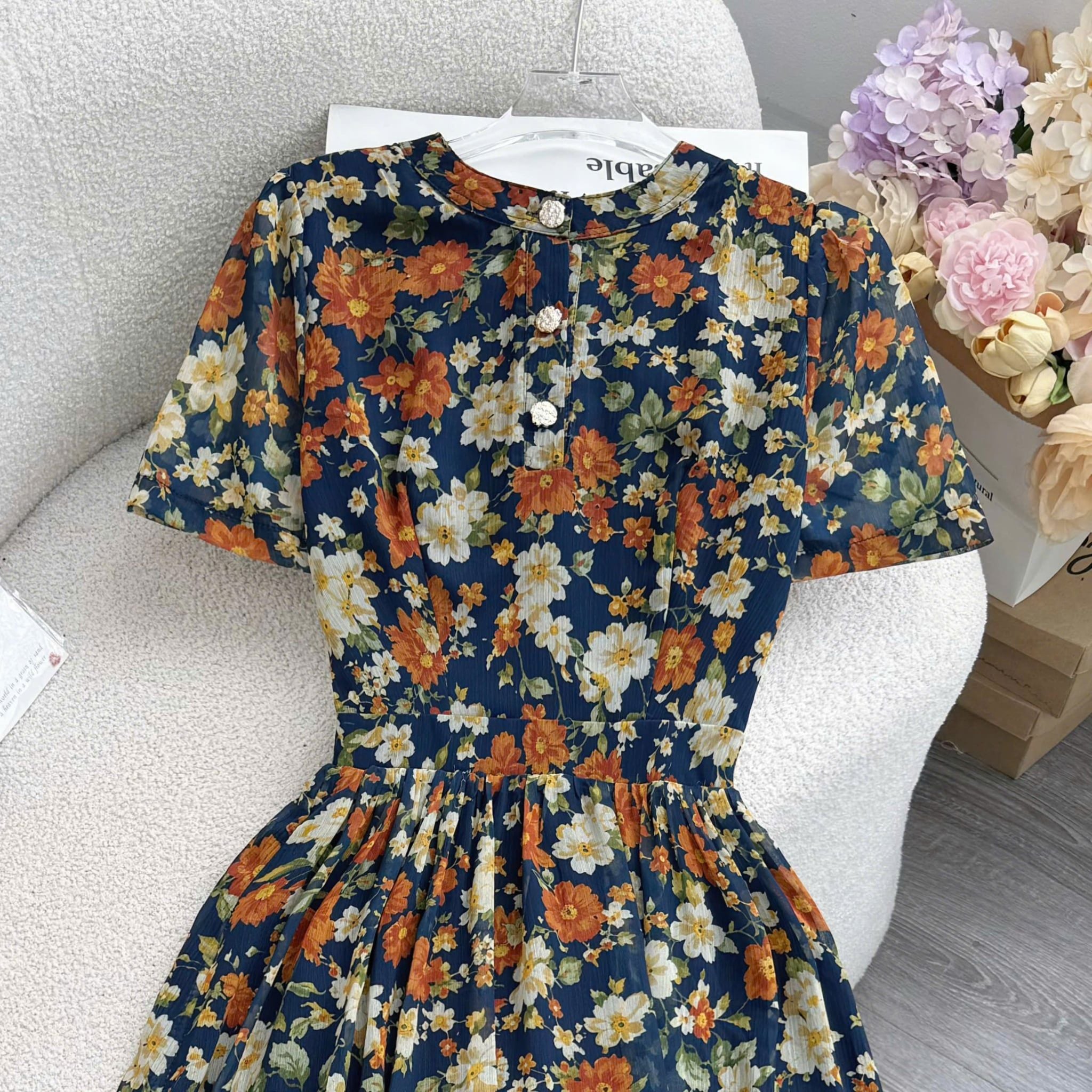 Đầm Thiết Kế Cổ Tròn Dáng Xòe Đầm Đi Tiệc TuTu Store Mã D1874