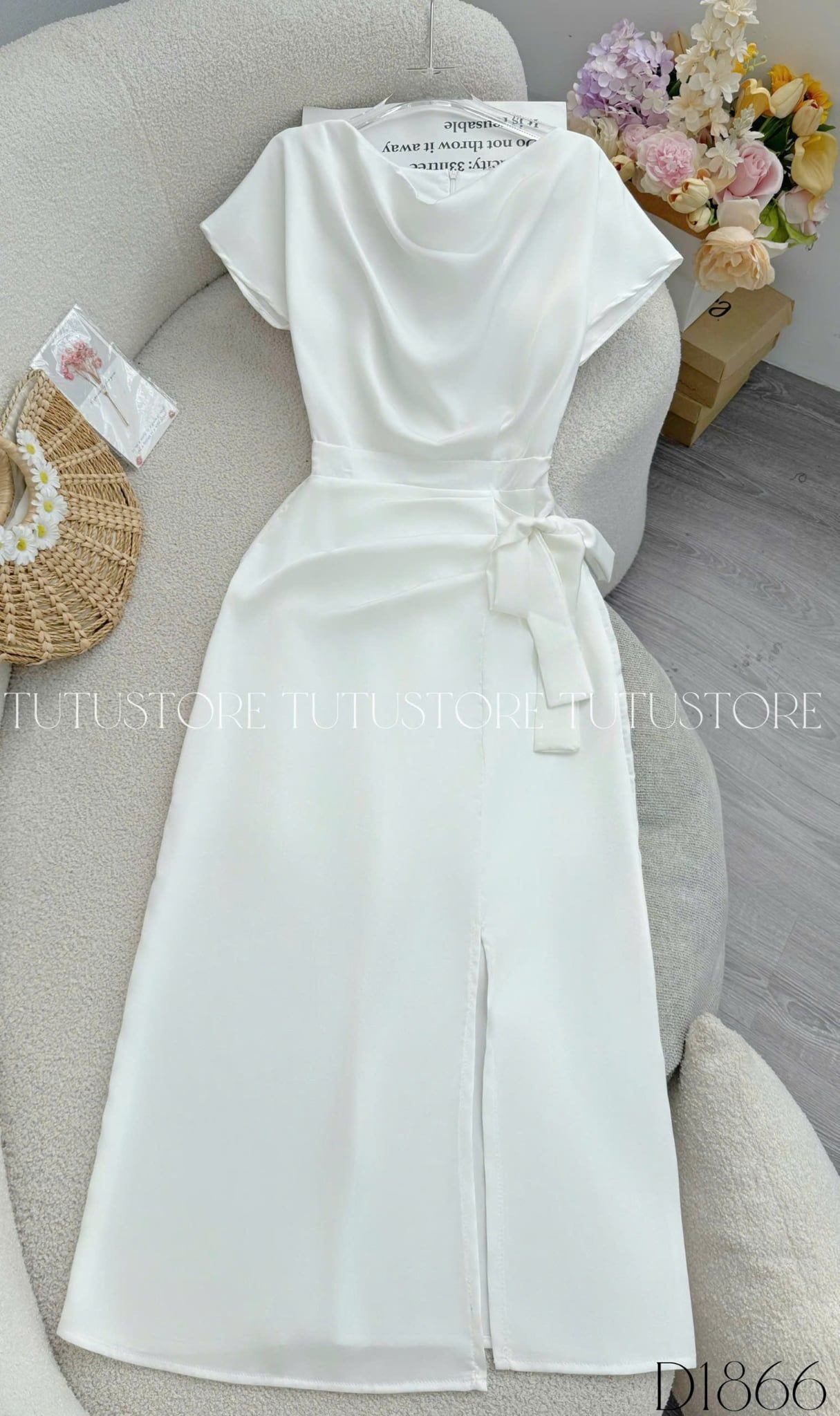 Đầm Lụa Thiết Kế Cổ Đổ Buộc Eo Sang Trọng Đầm Đi Tiệc TuTu Store Mã D1866