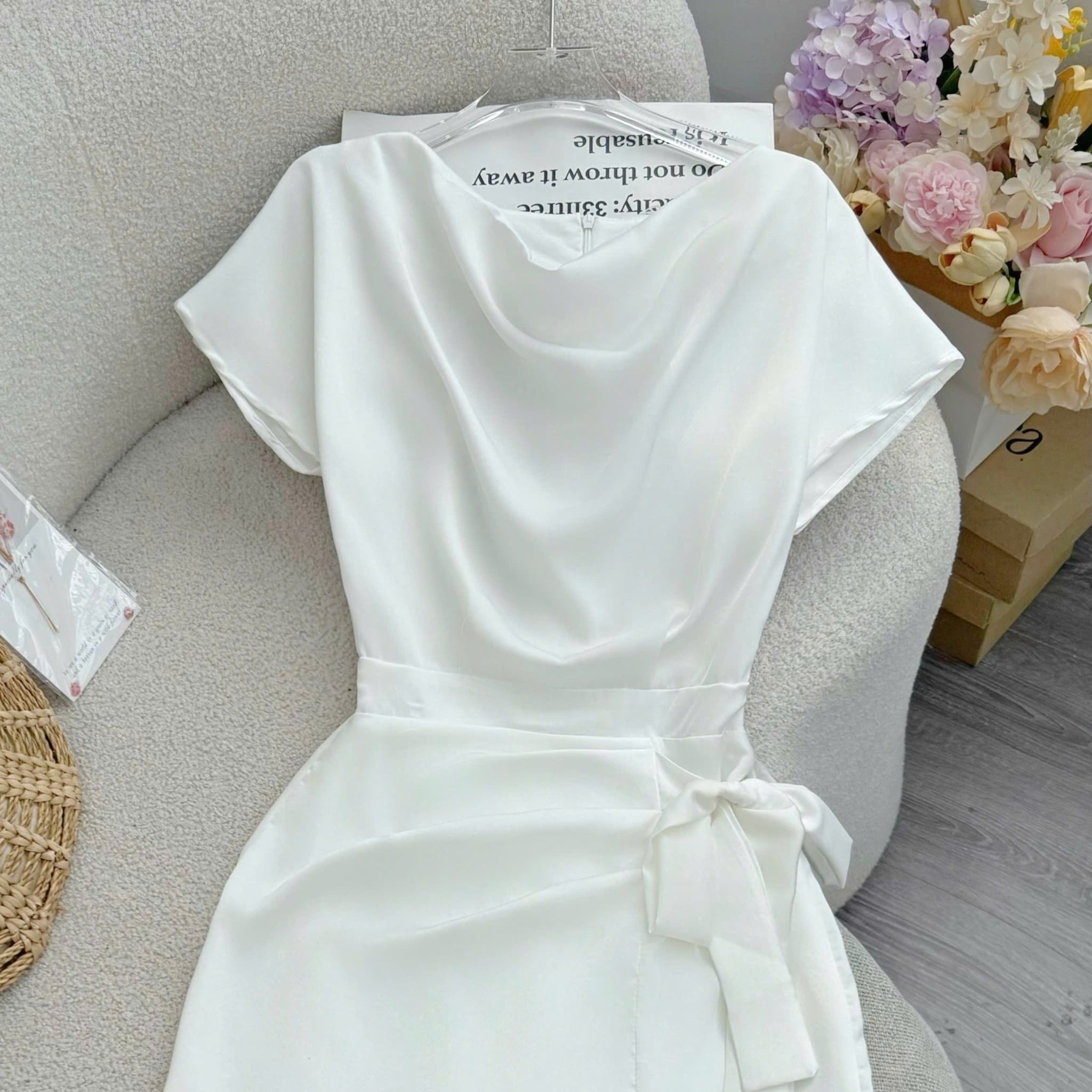 Đầm Lụa Thiết Kế Cổ Đổ Buộc Eo Sang Trọng Đầm Đi Tiệc TuTu Store Mã D1866
