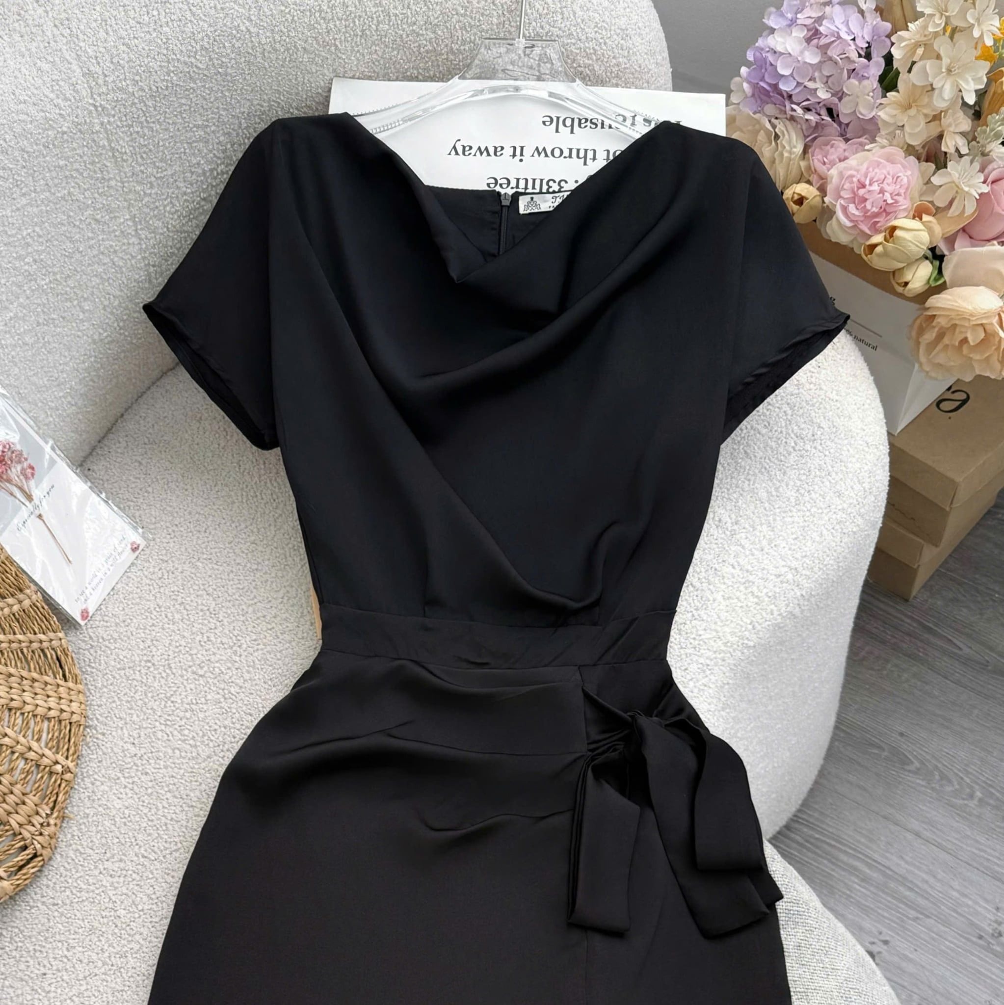 Đầm Lụa Thiết Kế Cổ Đổ Buộc Eo Sang Trọng Đầm Đi Tiệc TuTu Store Mã D1866