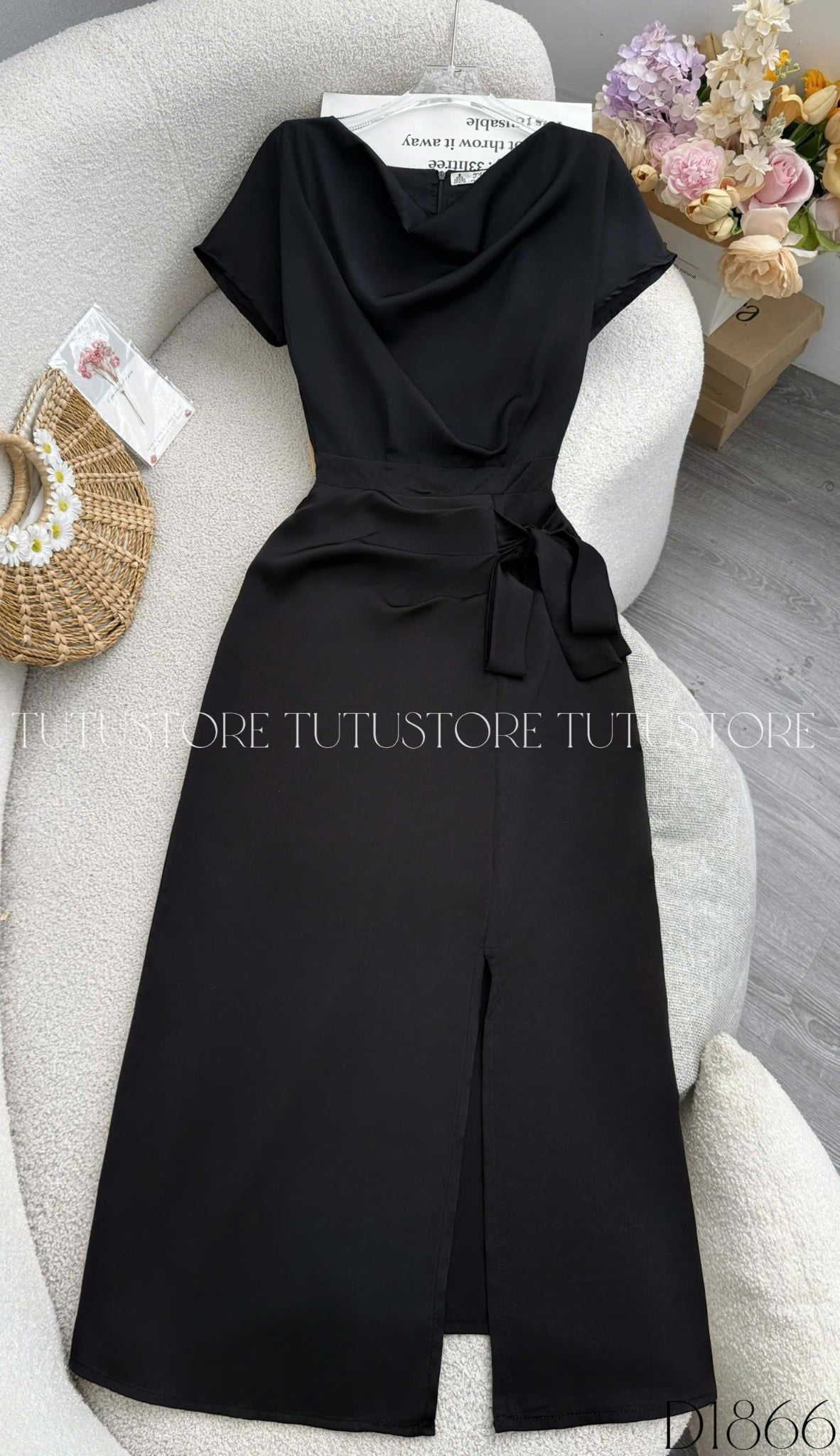 Đầm Lụa Thiết Kế Cổ Đổ Buộc Eo Sang Trọng Đầm Đi Tiệc TuTu Store Mã D1866