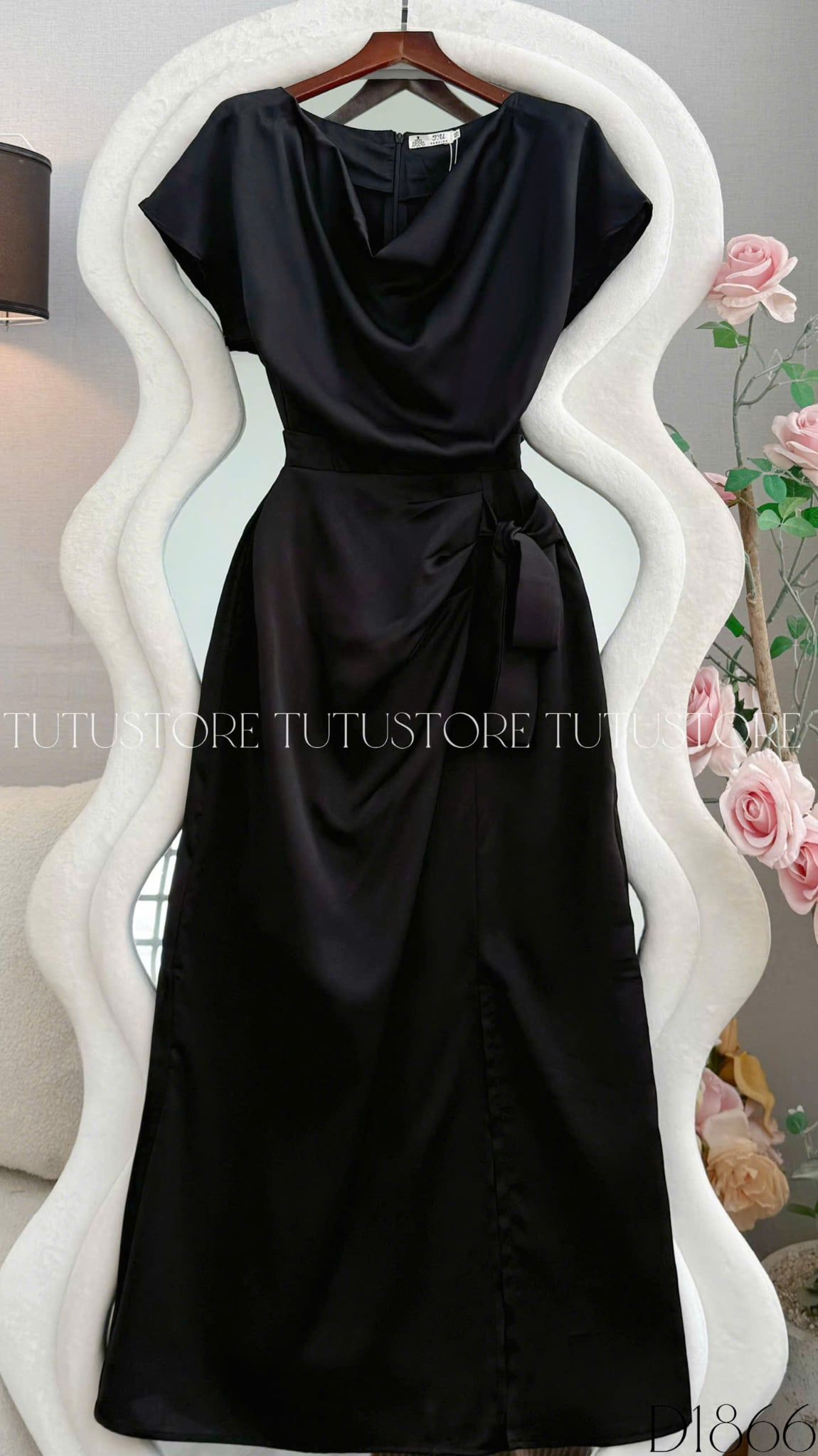 Đầm Lụa Thiết Kế Cổ Đổ Buộc Eo Sang Trọng Đầm Đi Tiệc TuTu Store Mã D1866