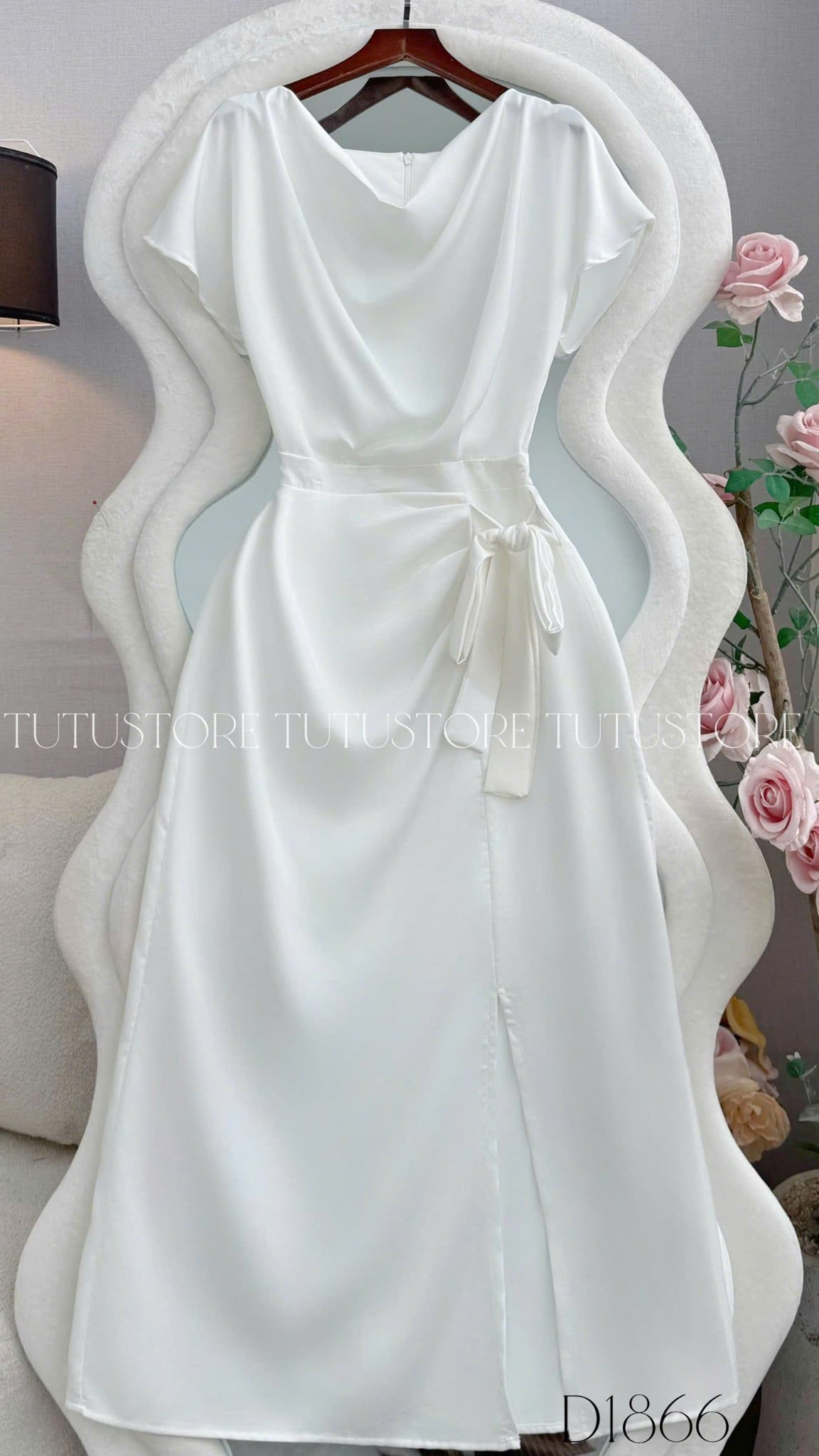 Đầm Lụa Thiết Kế Cổ Đổ Buộc Eo Sang Trọng Đầm Đi Tiệc TuTu Store Mã D1866
