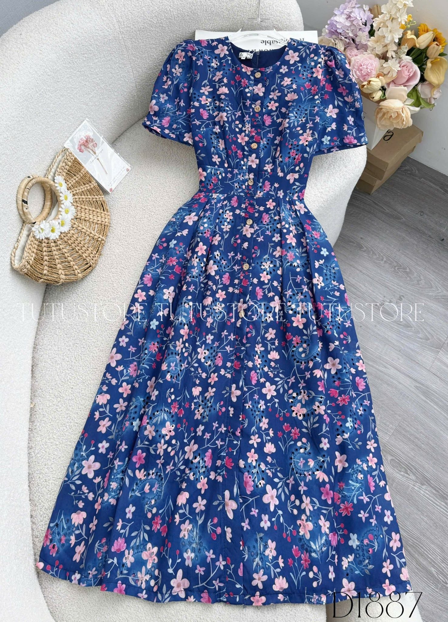 Đầm Thiết Kế Cổ Tròn Dáng Xòe Đầm Đi Tiệc TuTu Store Mã D1887