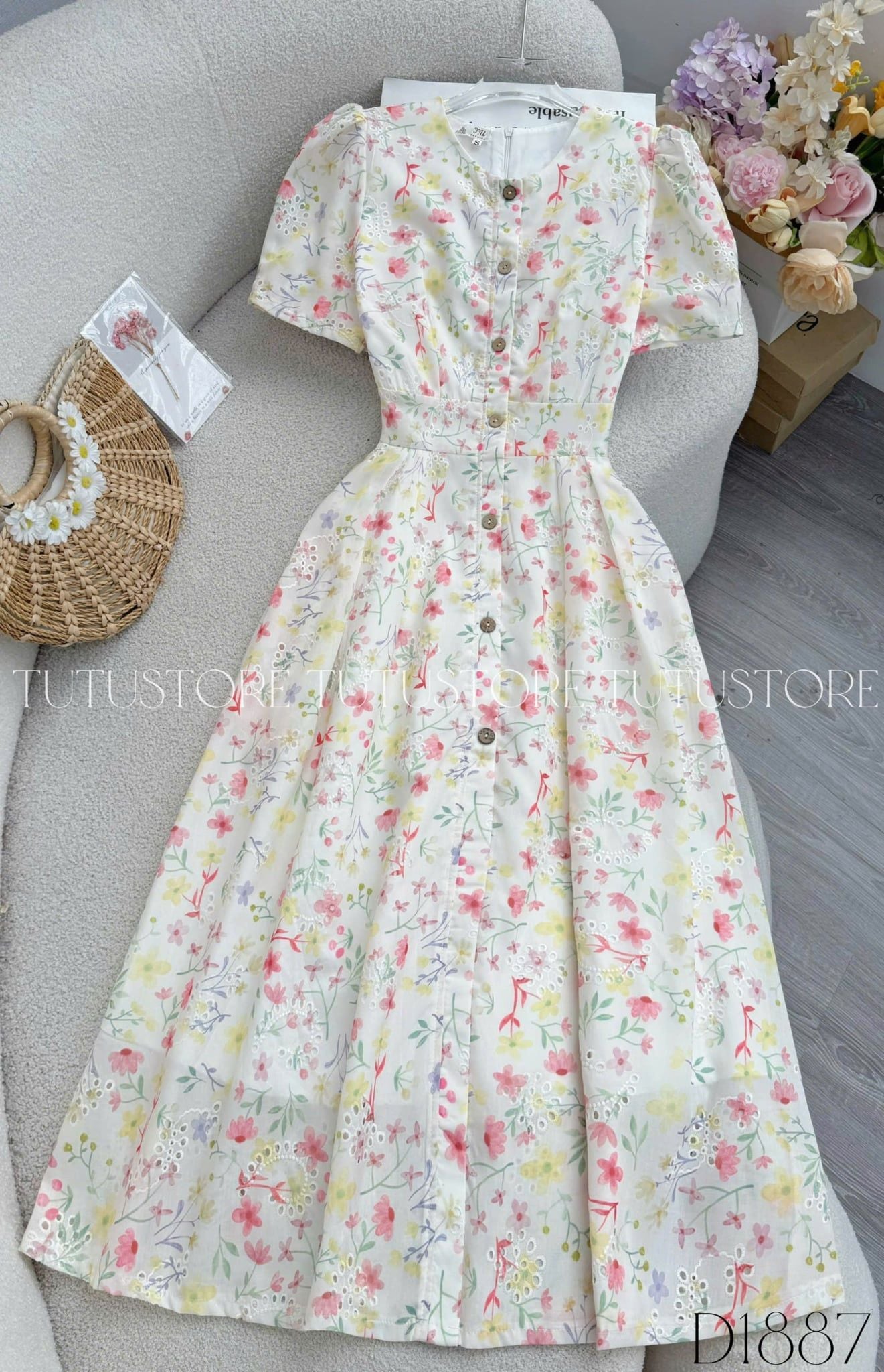 Đầm Thiết Kế Cổ Tròn Dáng Xòe Đầm Đi Tiệc TuTu Store Mã D1887