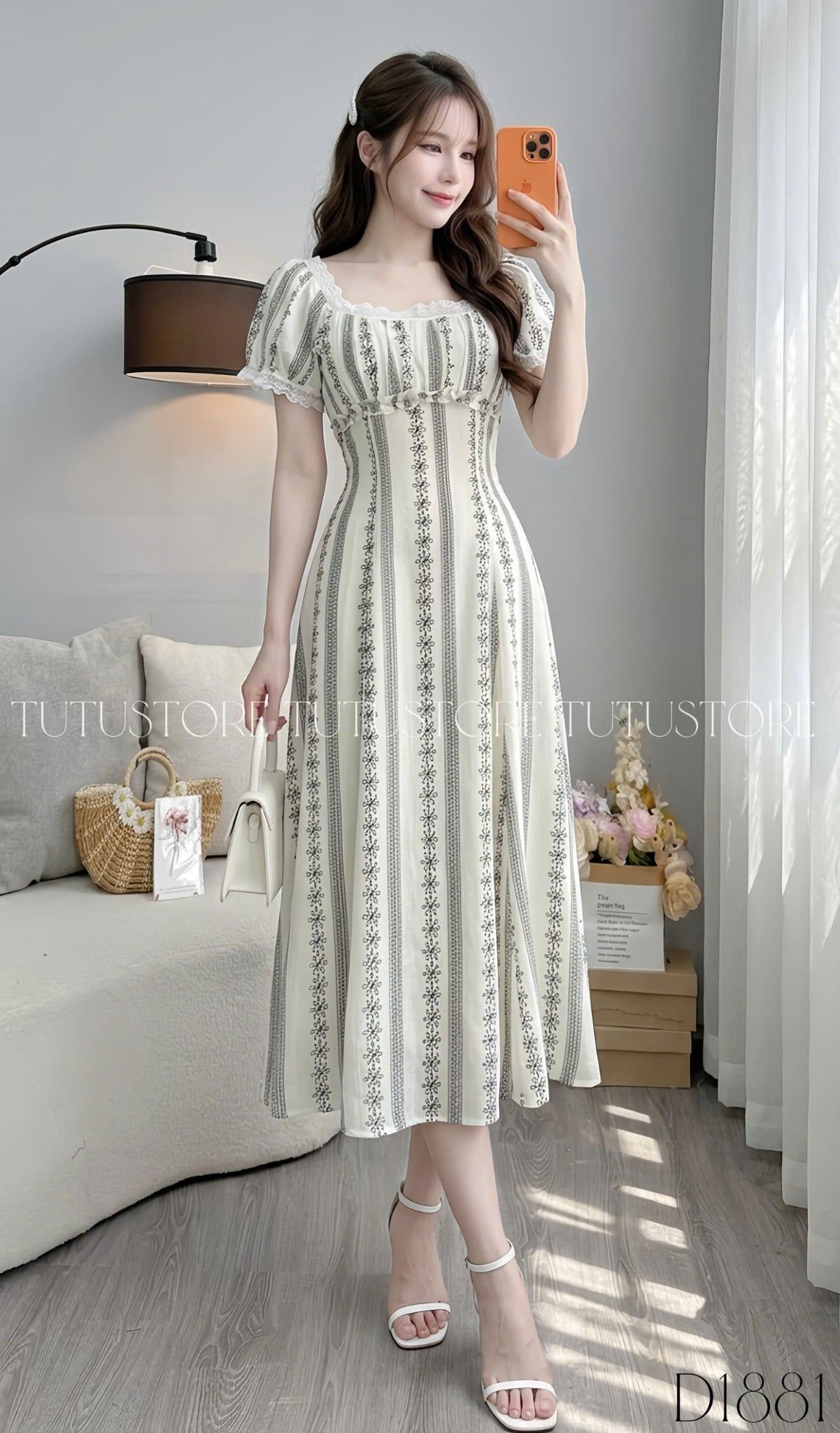 Đầm Thiết Kế Cổ Vuông Dáng Xòe Dài Đầm Đi Tiệc TuTu Store Mã D1881
