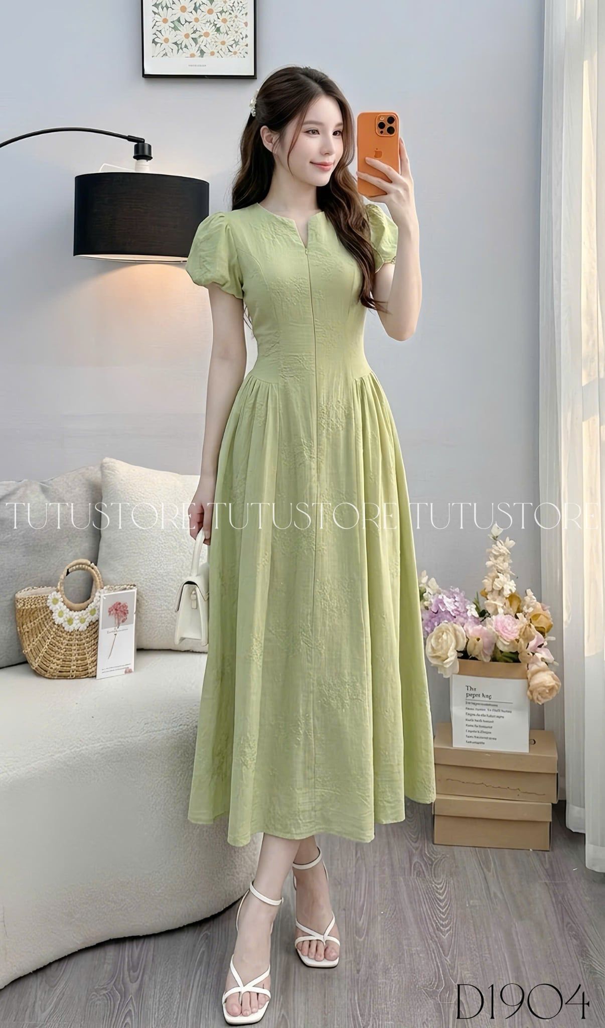 Đầm Thiết Kế Tay Bí Dây Kéo Trước Dáng Xòe Đầm Đi Tiệc TuTu Store Mã D1904