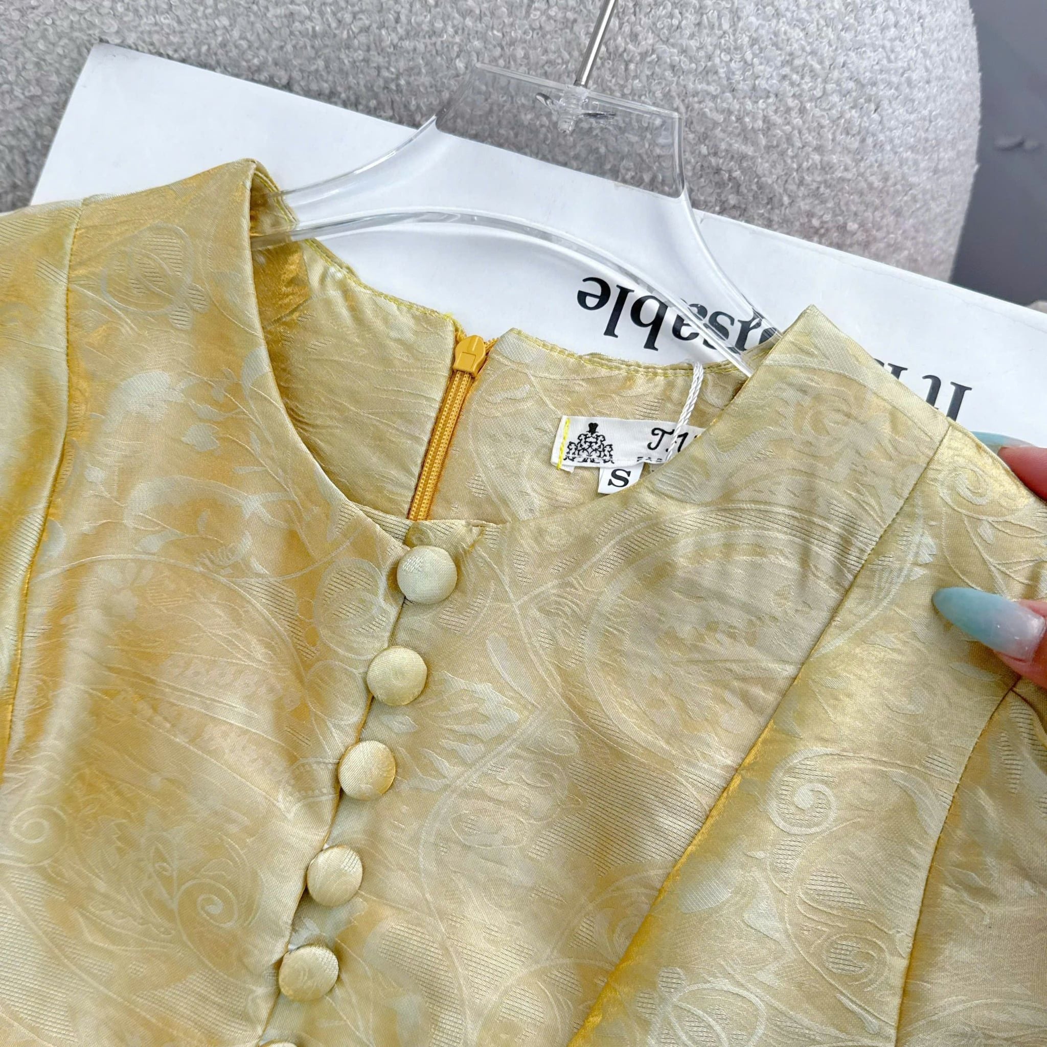 Đầm Thiết Kế Cổ Tròn Đính Nút Dáng Dài Đầm Đi Tiệc TuTu Store Mã D1888