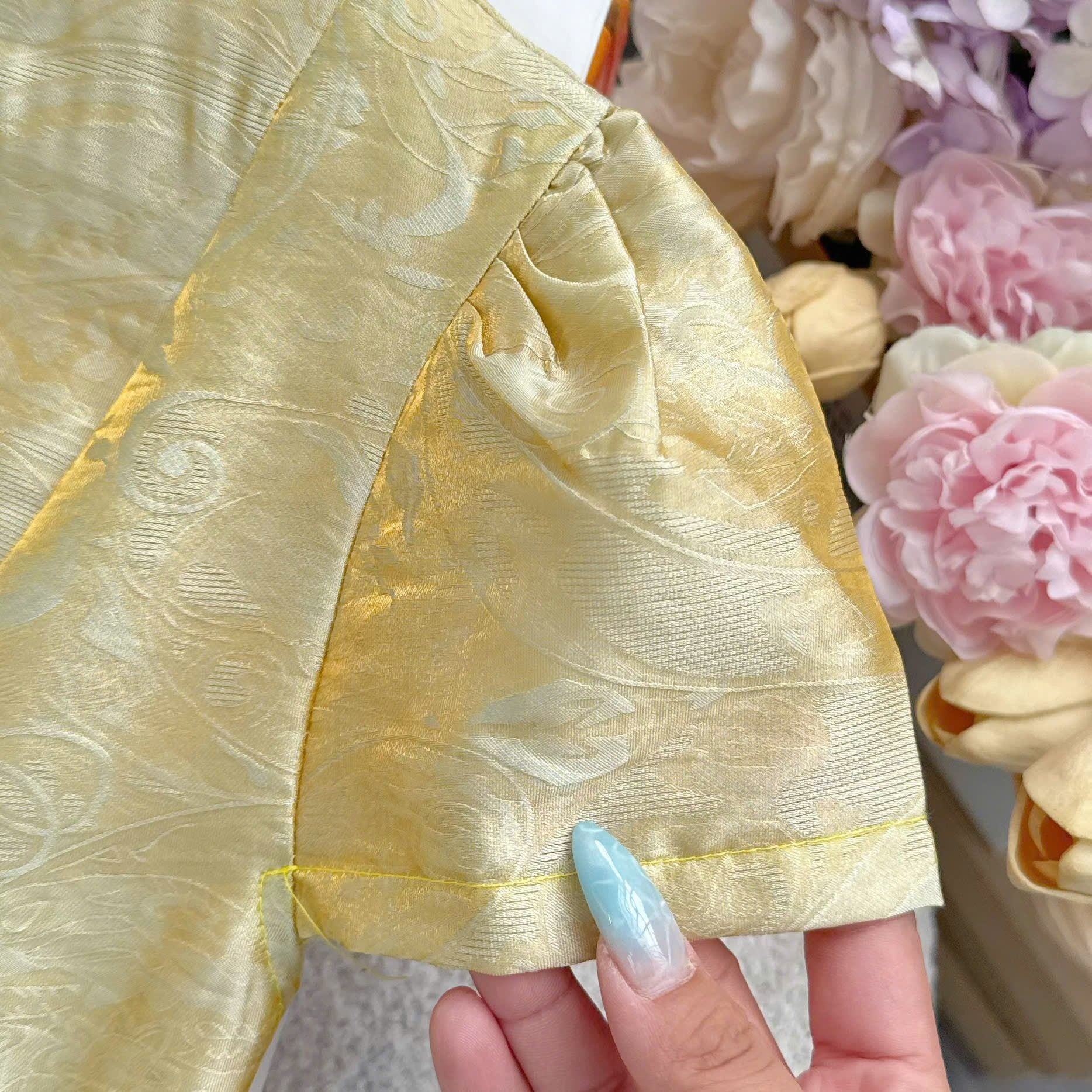 Đầm Thiết Kế Cổ Tròn Đính Nút Dáng Dài Đầm Đi Tiệc TuTu Store Mã D1888