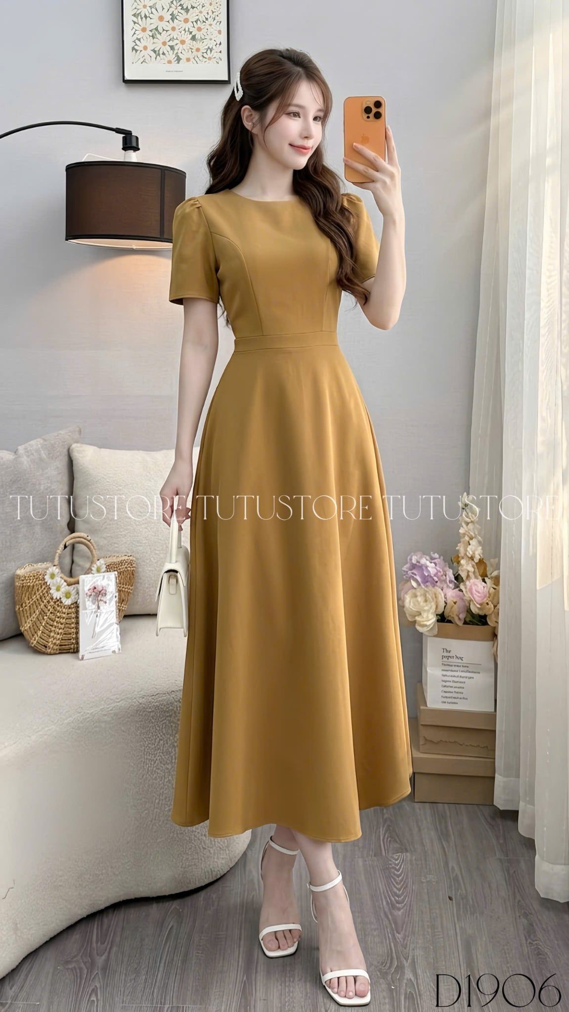 Đầm Thiết Cổ Tròn Dáng Dài Xòe Đầm Đi Tiệc TuTu Store Mã D1906
