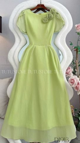 Đầm Thiết Kế Cổ Tròn Dính Hoa Dáng Dài Đi Tiệc TuTu Store Mã D1913