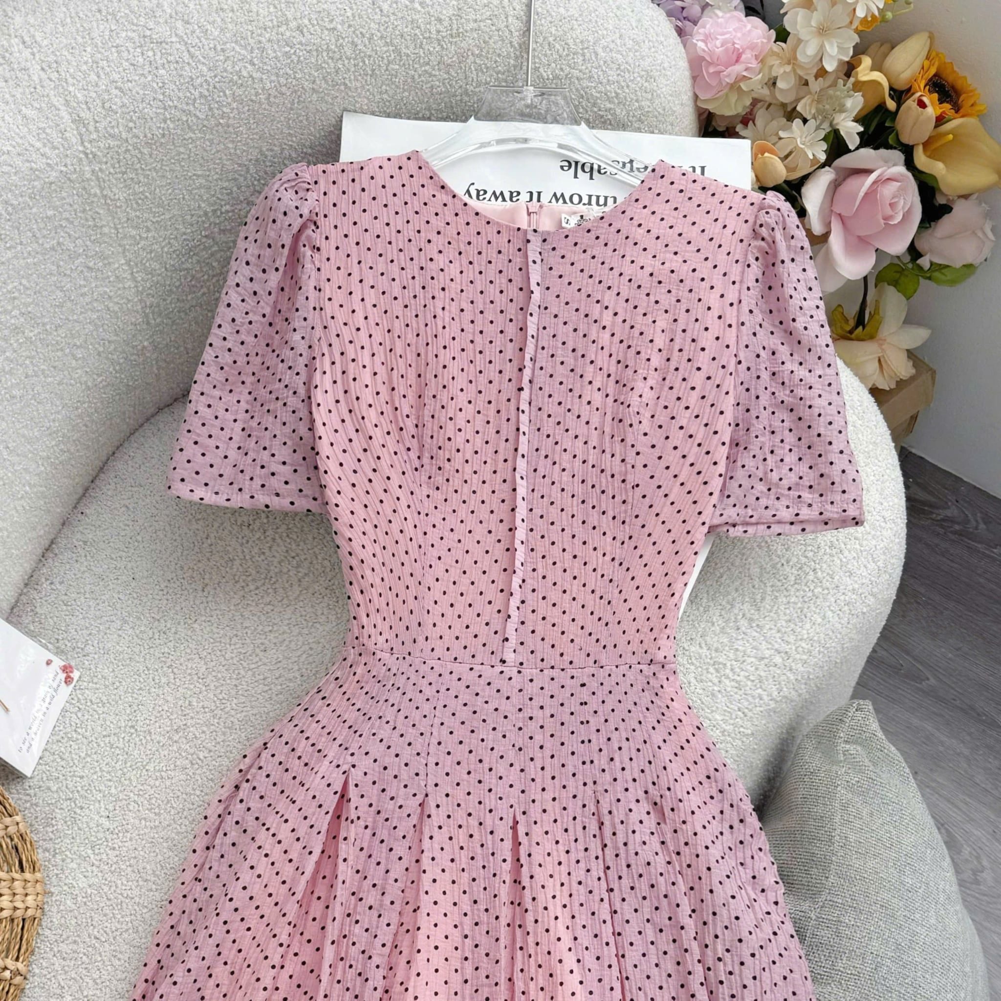 Đầm Thiết Kế Cổ Tròn Dáng Xòe Chấm Bi Đầm Đi Tiệc TuTu Store Mã D1890