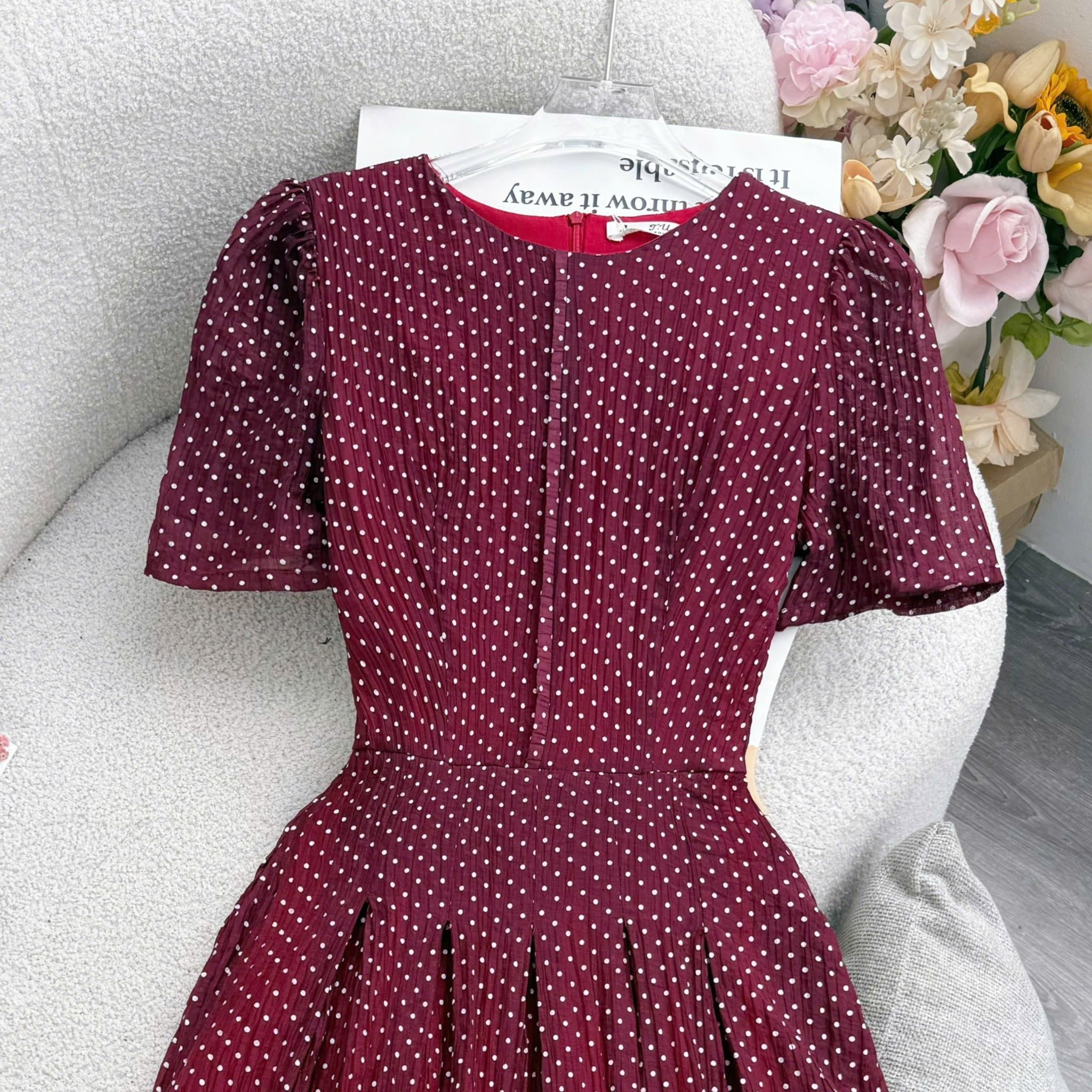 Đầm Thiết Kế Cổ Tròn Dáng Xòe Chấm Bi Đầm Đi Tiệc TuTu Store Mã D1890