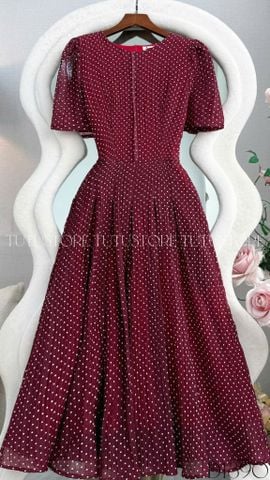 Đầm Thiết Kế Cổ Tròn Dáng Xòe Chấm Bi Đầm Đi Tiệc TuTu Store Mã D1890