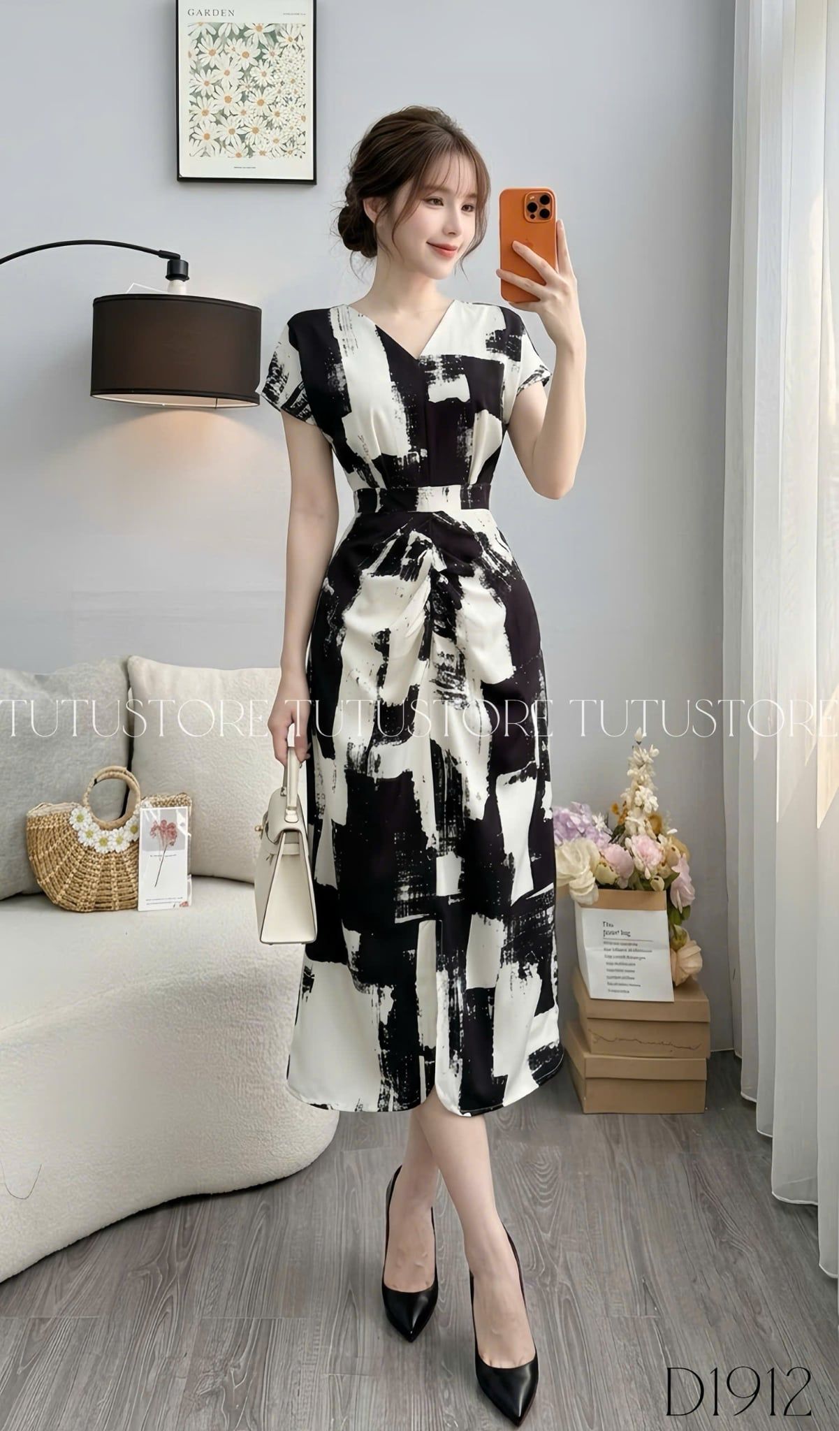 Đầm Thiết Kế Cổ V Tay Hến Dáng Dài Xẻ Tà Đầm Đi Tiệc TuTu Store Mã D1912