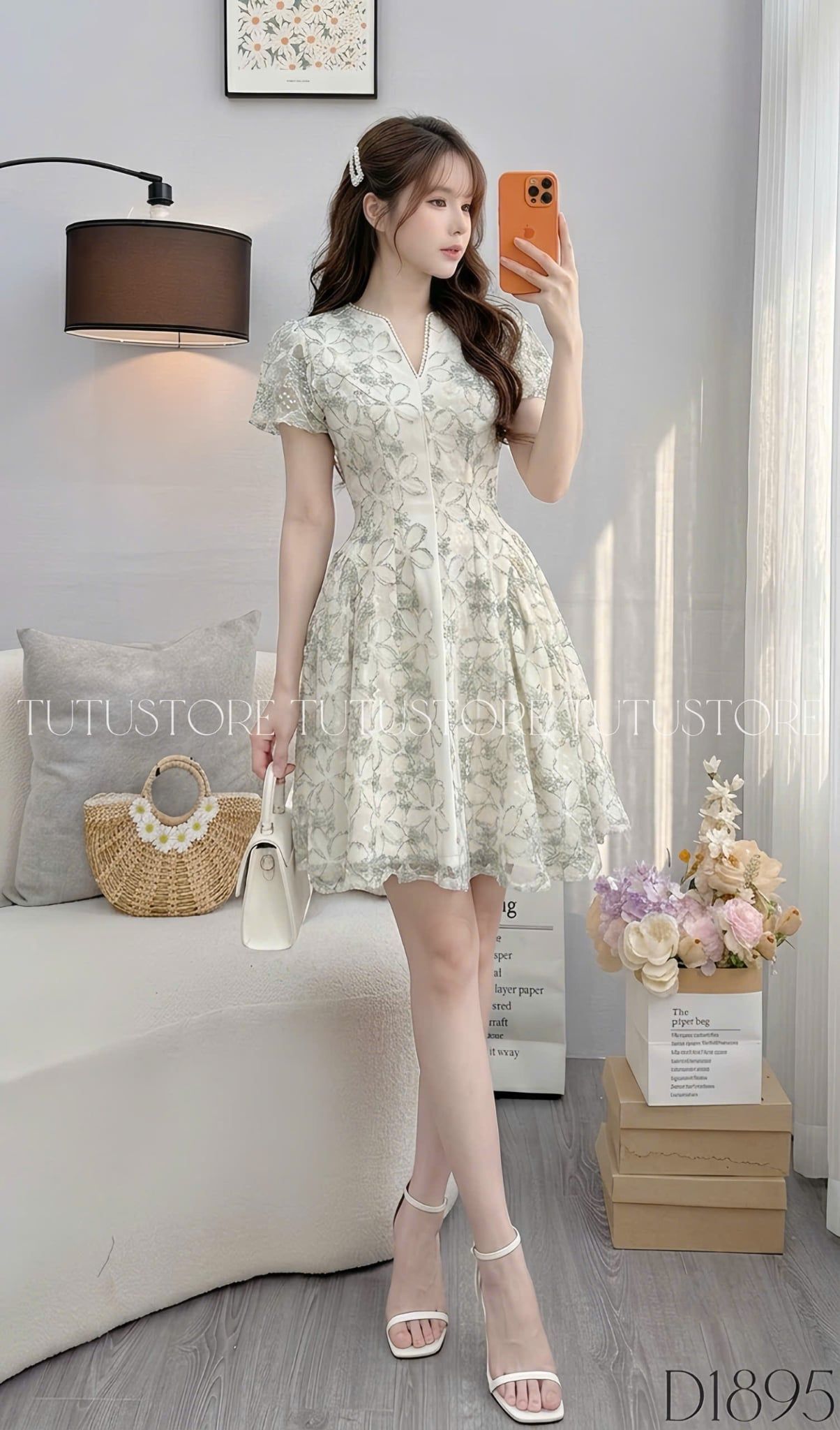 Đầm Thiết Kế Cổ Tim Dáng Xòe Form Ngắn Đầm Đi Tiệc TuTu Store Mã D1895