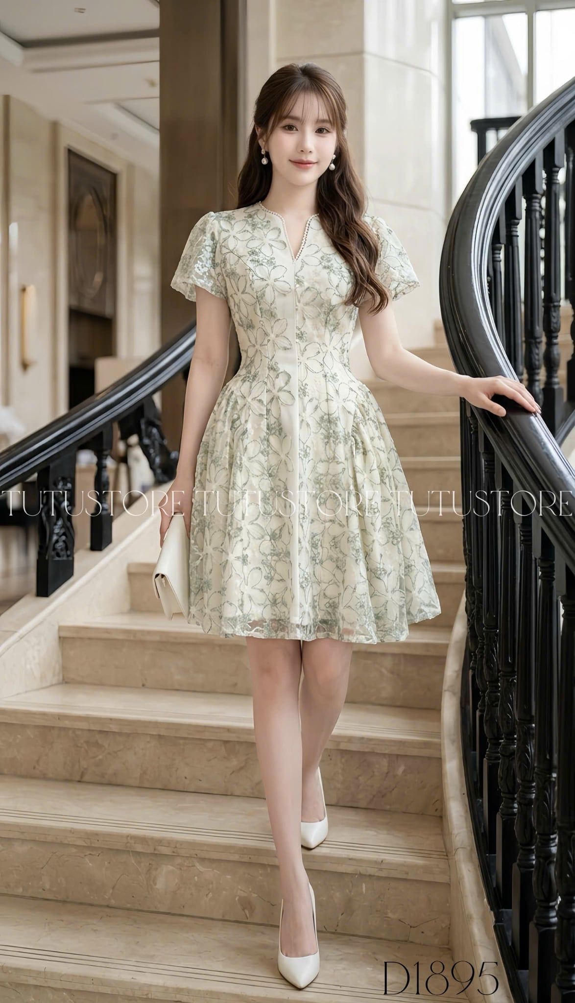 Đầm Thiết Kế Cổ Tim Dáng Xòe Form Ngắn Đầm Đi Tiệc TuTu Store Mã D1895