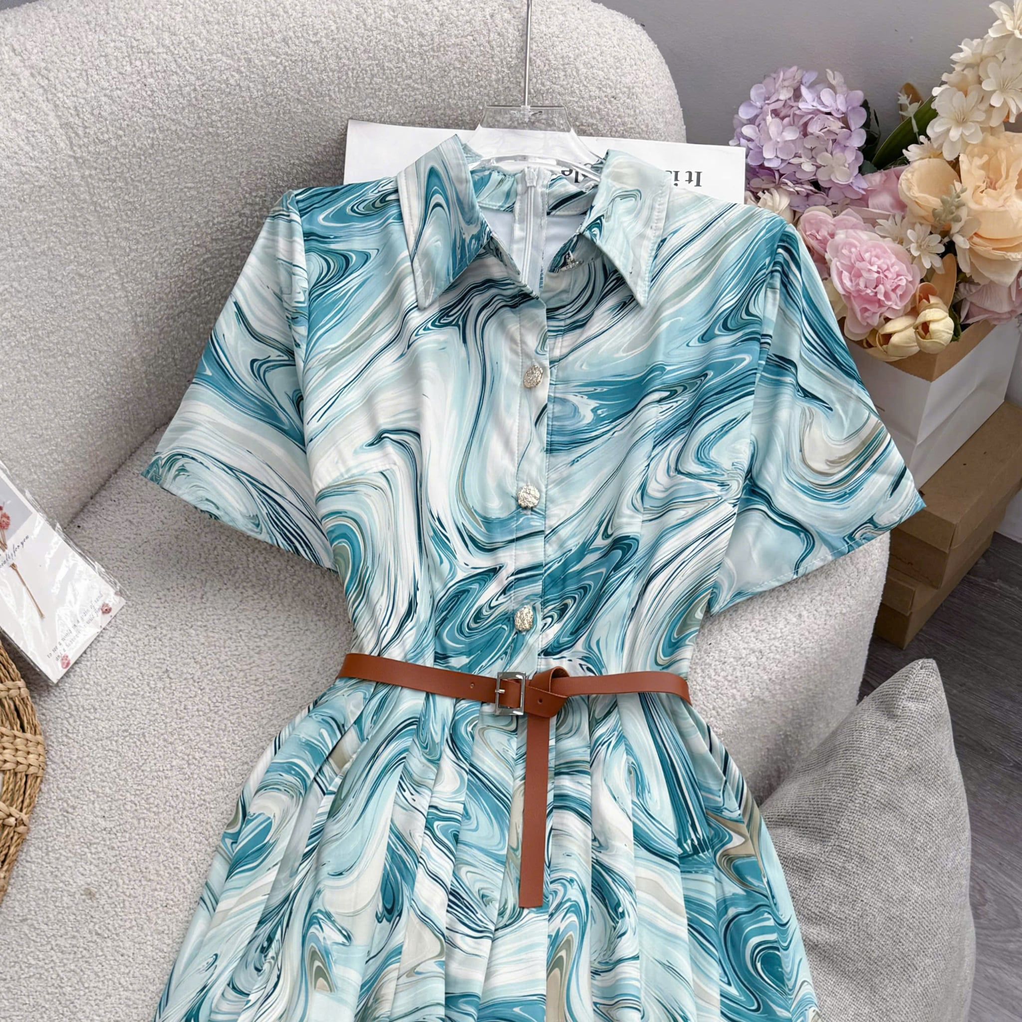 Đầm Thiết Kế Cổ Sơ Mi Dáng Xòe Đầm Đi Tiệc TuTu Store Mã D1891
