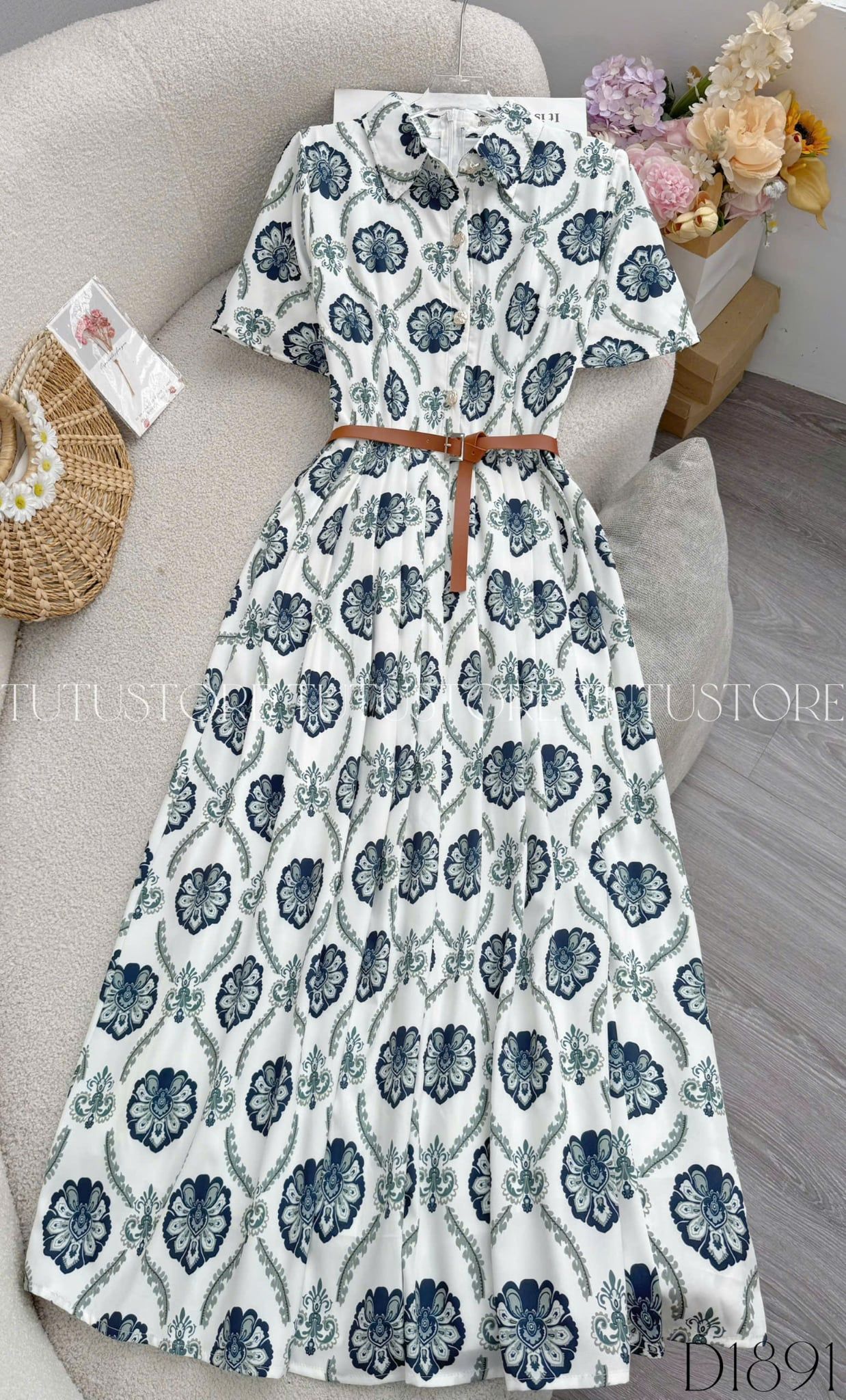 Đầm Thiết Kế Cổ Sơ Mi Dáng Xòe Đầm Đi Tiệc TuTu Store Mã D1891