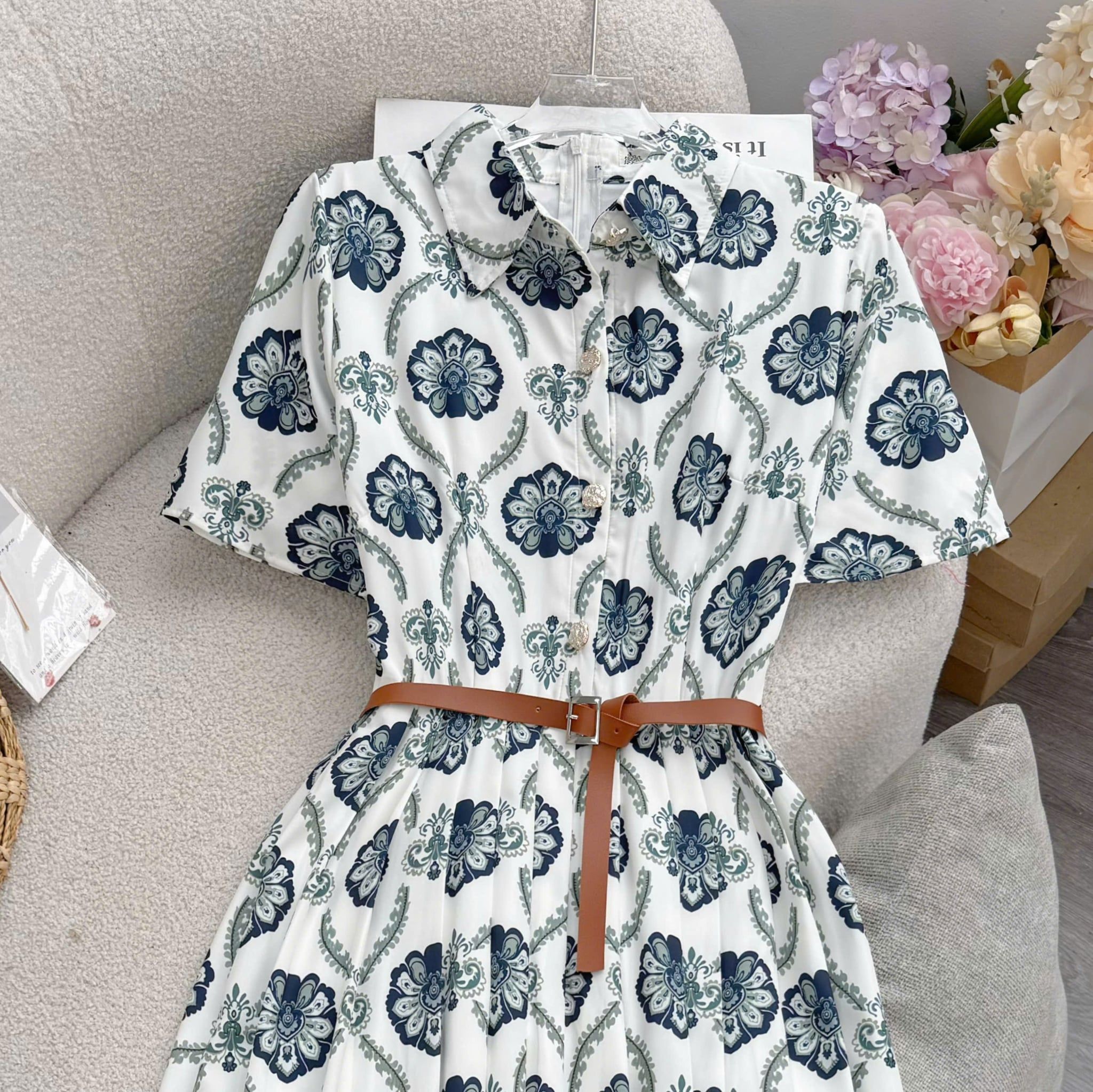 Đầm Thiết Kế Cổ Sơ Mi Dáng Xòe Đầm Đi Tiệc TuTu Store Mã D1891