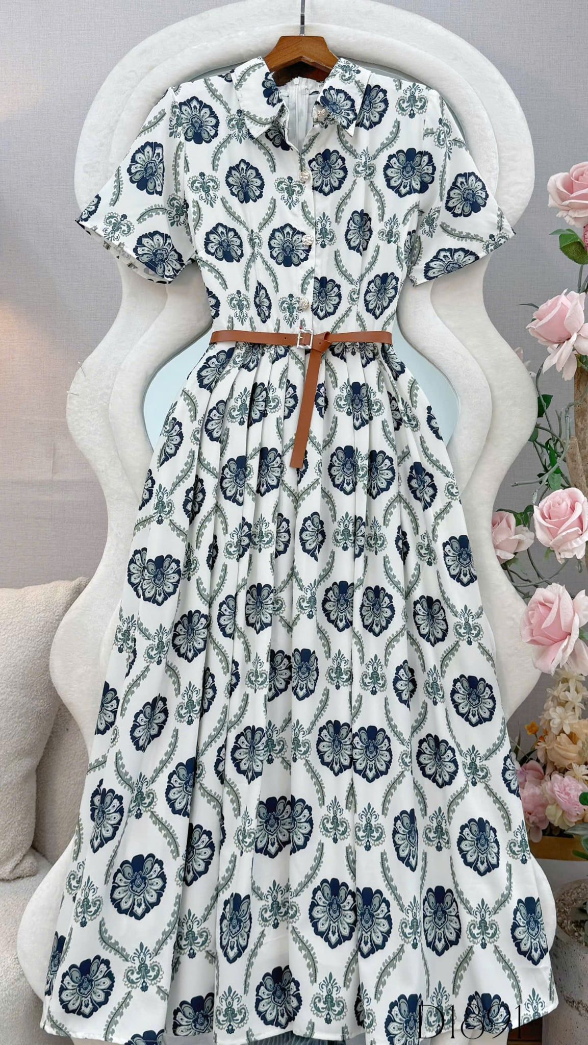 Đầm Thiết Kế Cổ Sơ Mi Dáng Xòe Đầm Đi Tiệc TuTu Store Mã D1891