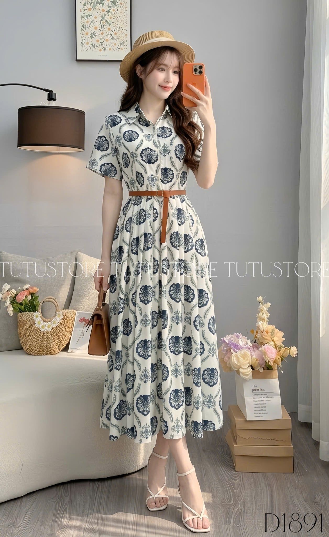 Đầm Thiết Kế Cổ Sơ Mi Dáng Xòe Đầm Đi Tiệc TuTu Store Mã D1891