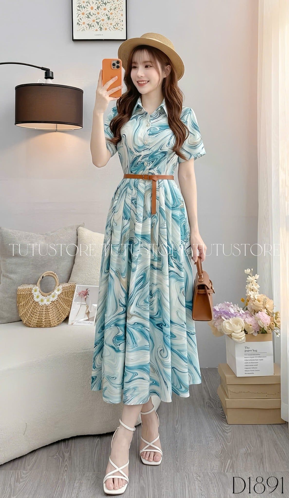 Đầm Thiết Kế Cổ Sơ Mi Dáng Xòe Đầm Đi Tiệc TuTu Store Mã D1891
