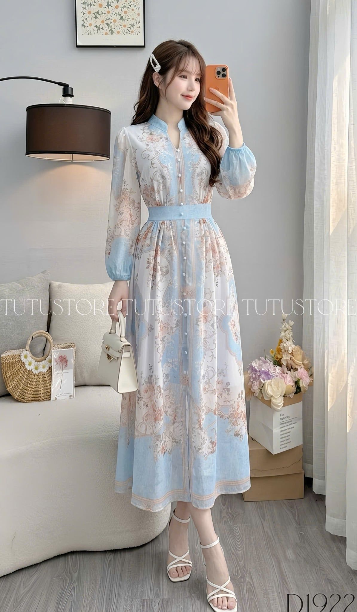 Đầm Thiết Kế Cổ V Đính Nút Dáng Dài Đầm Đi Tiệc TuTu Store Mã D1922