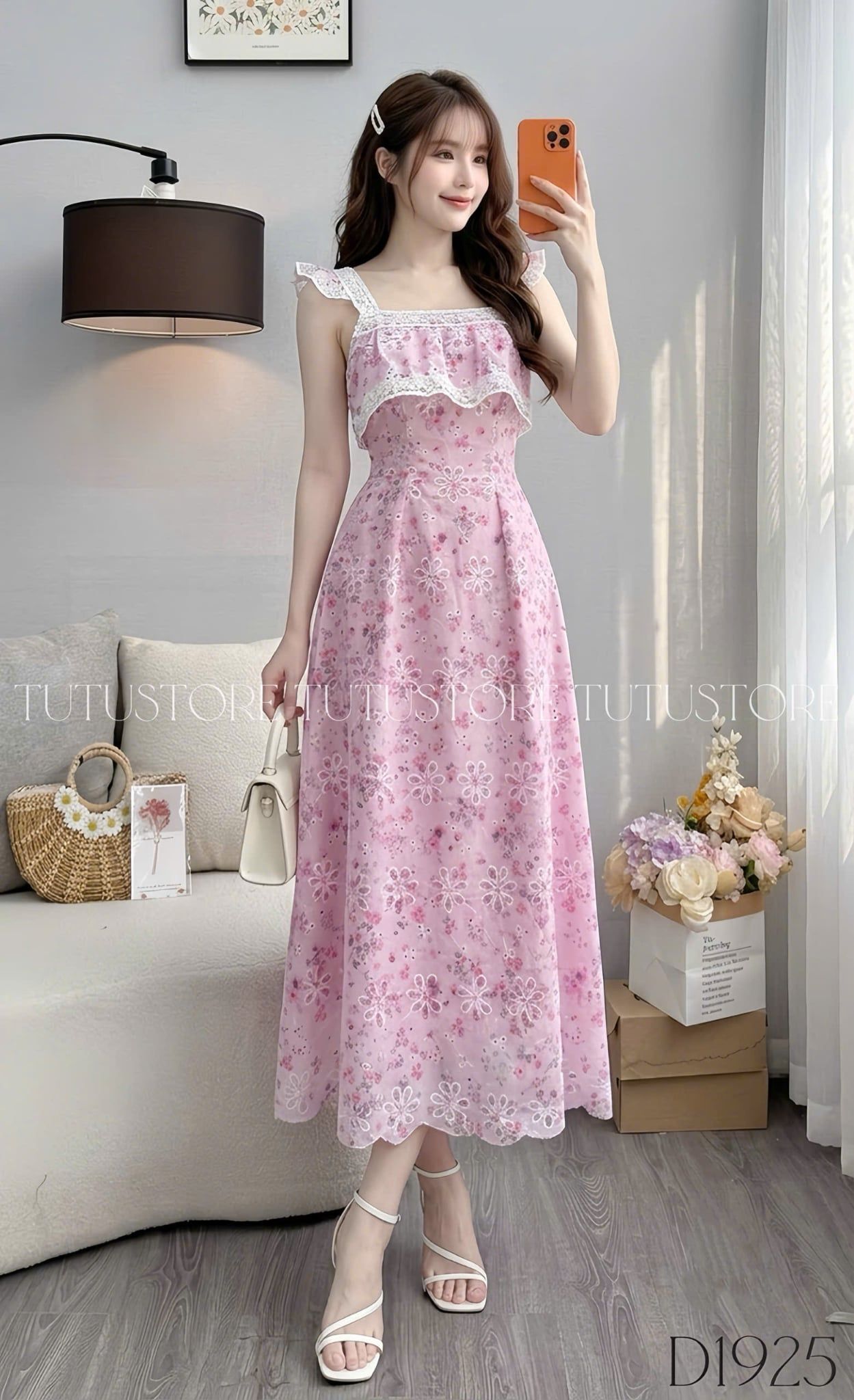 Đầm Thiết Kế Hai Dây Bèo Nhún Dáng Dài Đầm Đi Tiệc TuTu Store Mã D1925