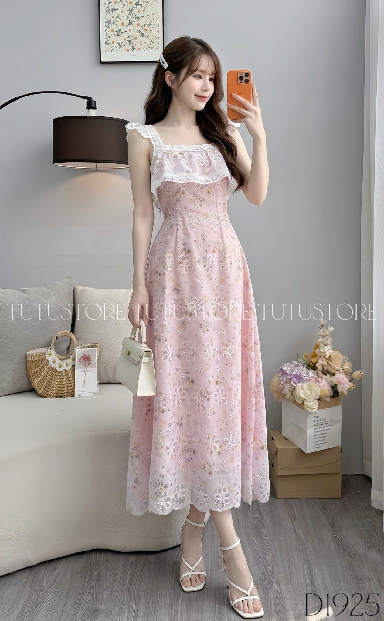 Đầm Thiết Kế Hai Dây Bèo Nhún Dáng Dài Đầm Đi Tiệc TuTu Store Mã D1925
