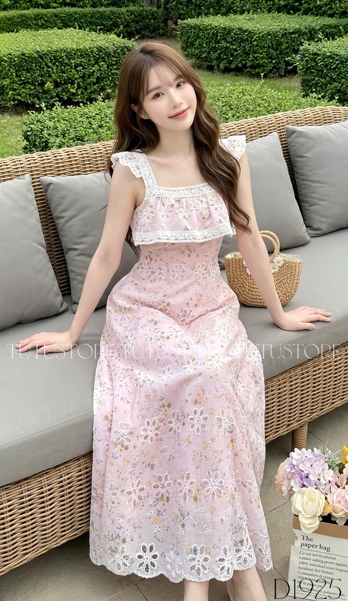 Đầm Thiết Kế Hai Dây Bèo Nhún Dáng Dài Đầm Đi Tiệc TuTu Store Mã D1925