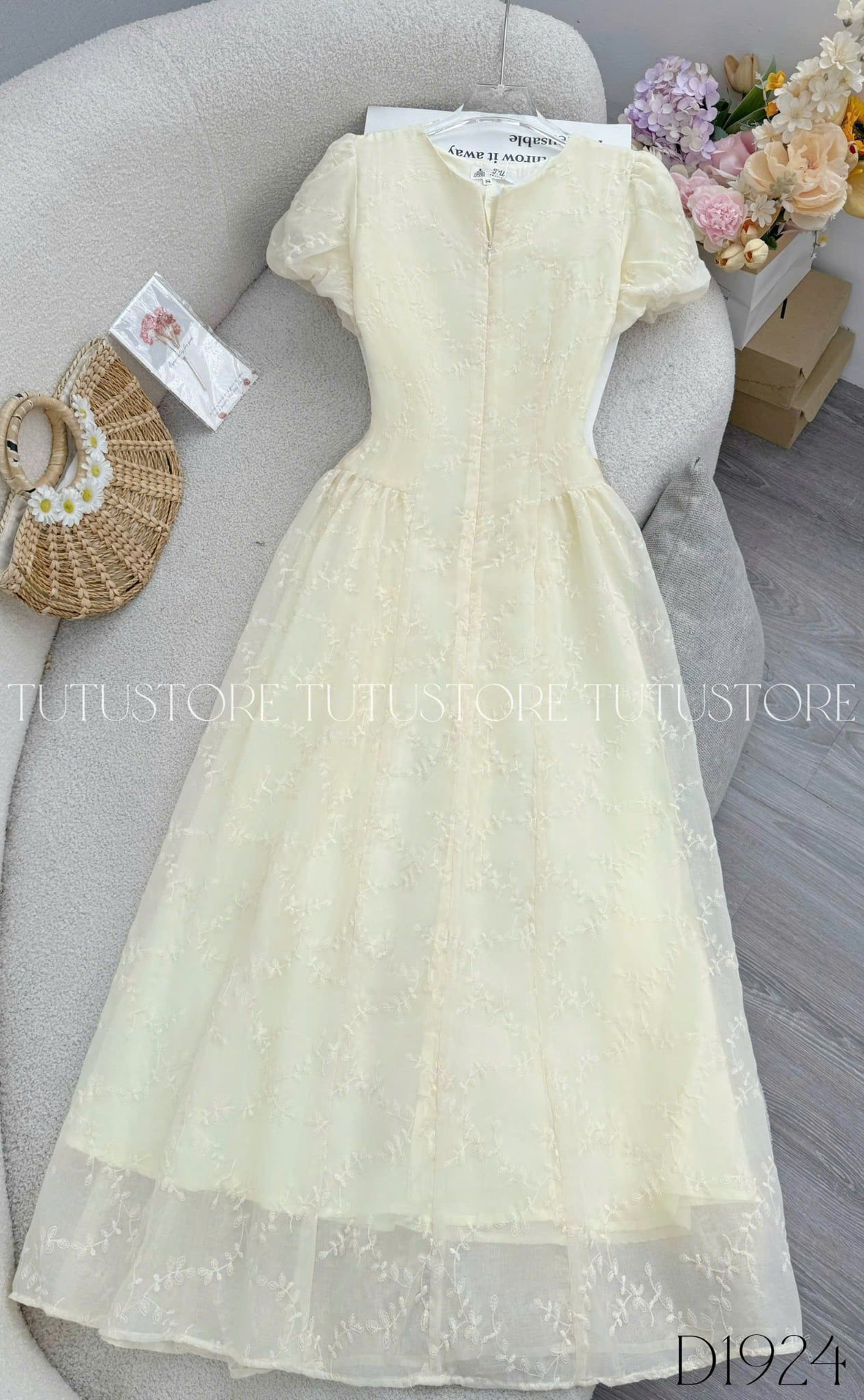 Đầm Thiết Kế Tay Bí Dây Kéo Phía Trước Dáng Xòe Đầm Đi Tiệc TuTu Store Mã D1924