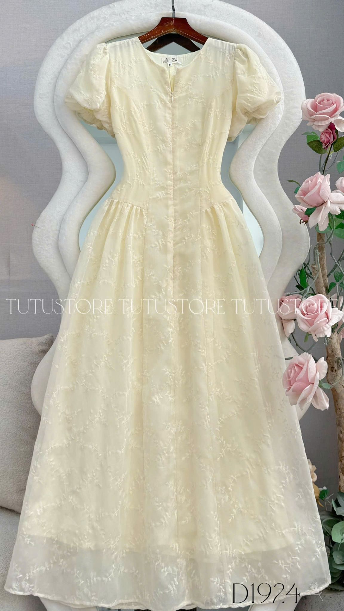 Đầm Thiết Kế Tay Bí Dây Kéo Phía Trước Dáng Xòe Đầm Đi Tiệc TuTu Store Mã D1924
