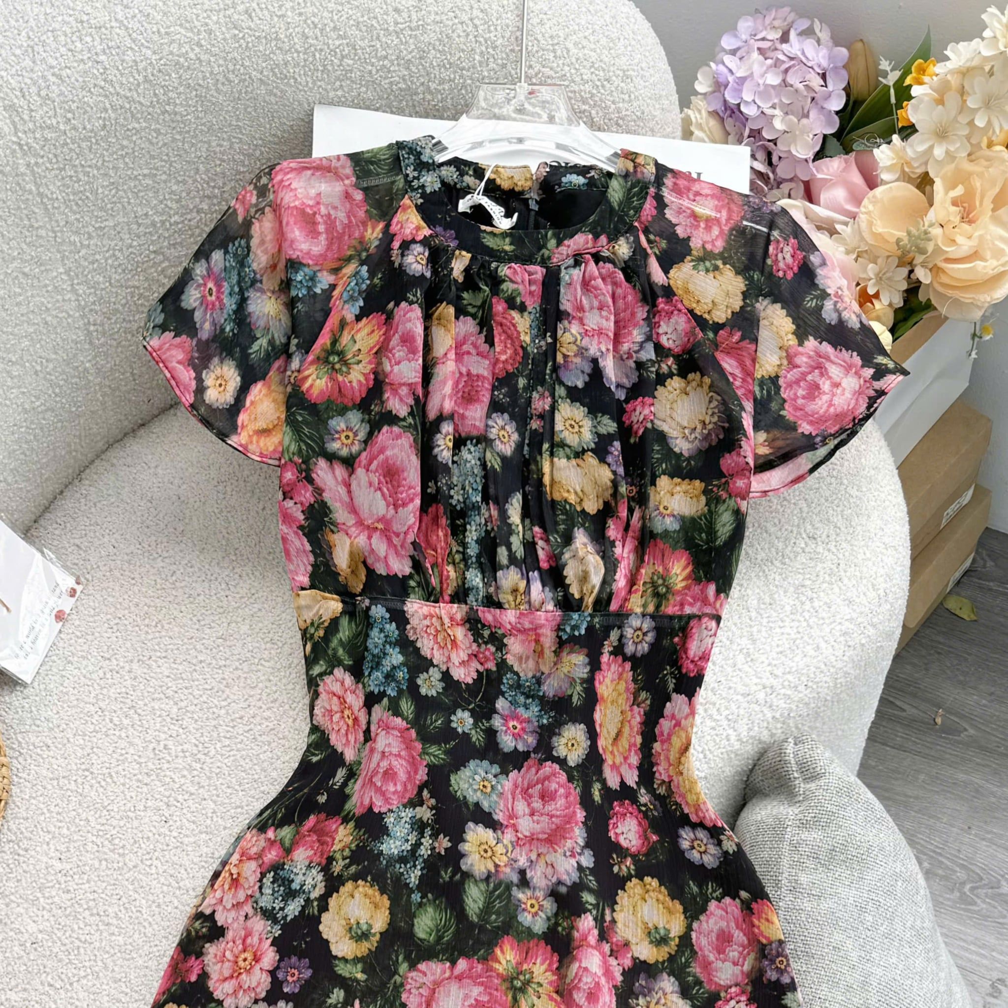 Đầm Thiết Kế Cổ Tròn Nhấn Eo Xinh Dáng Dài Đầm Đi Tiệc TuTu Store Mã D1903