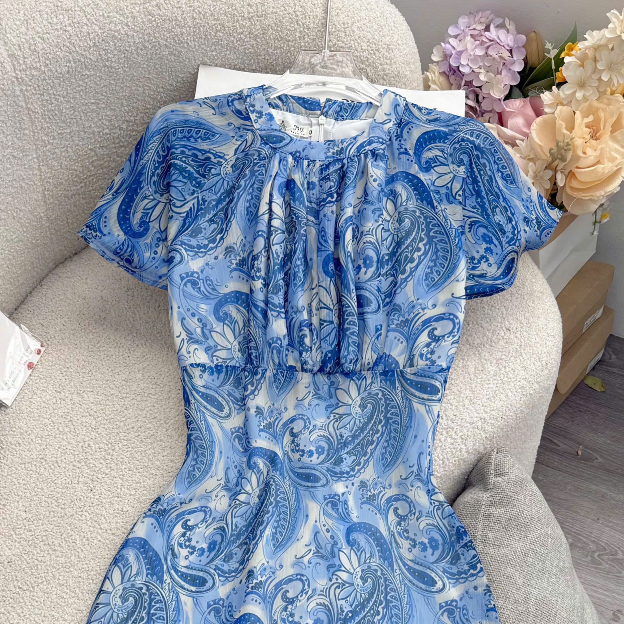 Đầm Thiết Kế Cổ Tròn Nhấn Eo Xinh Dáng Dài Đầm Đi Tiệc TuTu Store Mã D1903