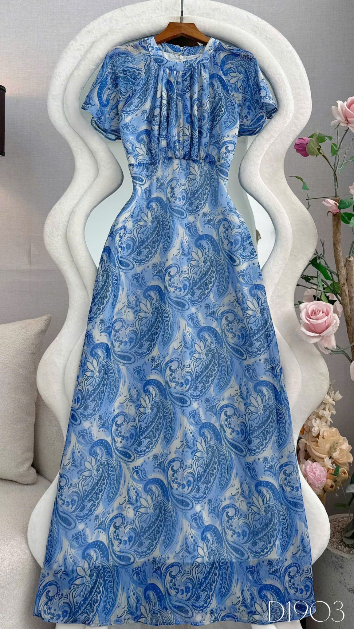 Đầm Thiết Kế Cổ Tròn Nhấn Eo Xinh Dáng Dài Đầm Đi Tiệc TuTu Store Mã D1903