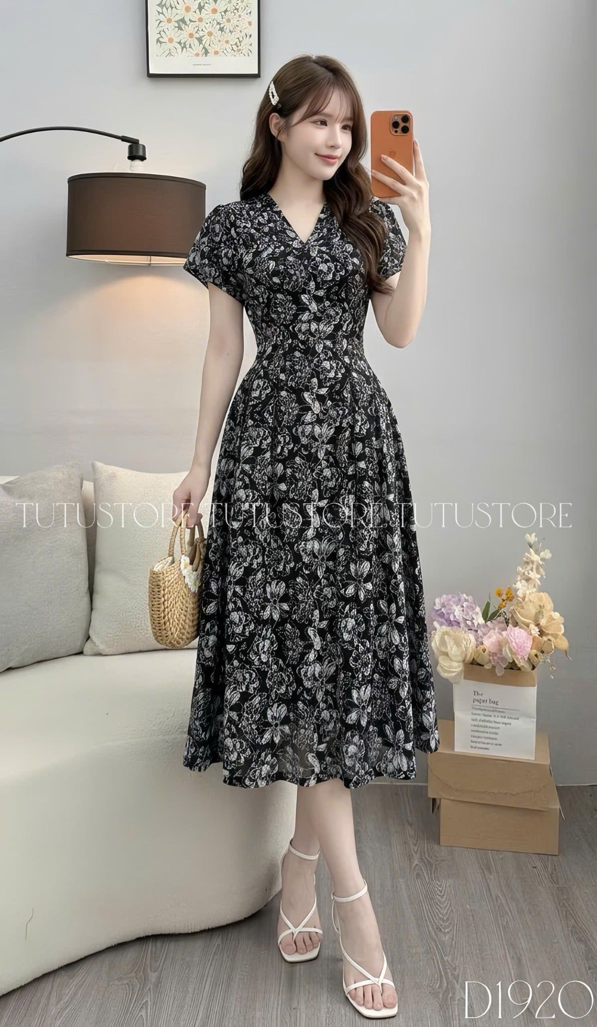 Đầm Thiết Kế  Chiết Eo Cổ V Dáng Dài Đi Tiệc TuTu Store Mã D1920