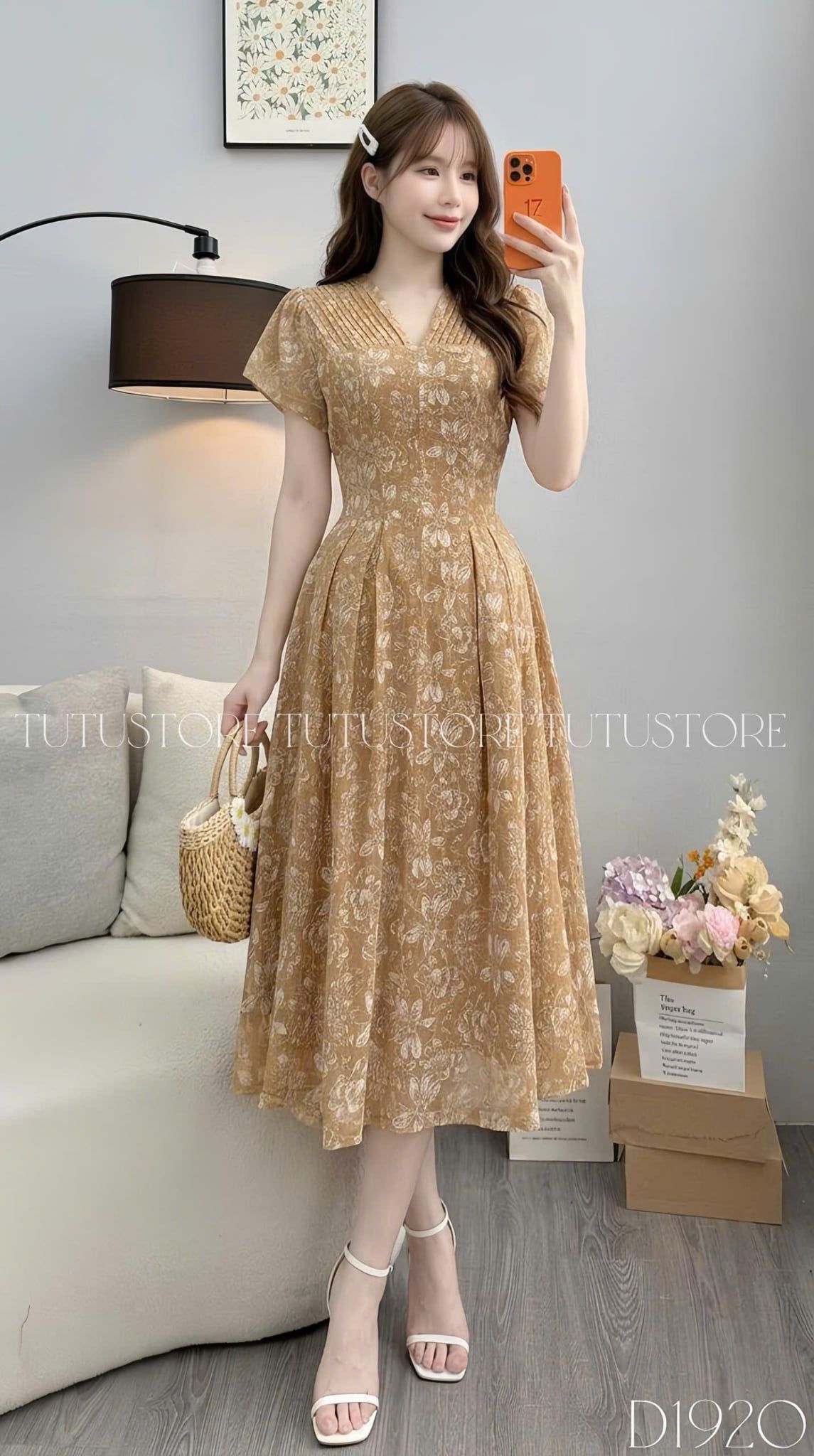 Đầm Thiết Kế  Chiết Eo Cổ V Dáng Dài Đi Tiệc TuTu Store Mã D1920