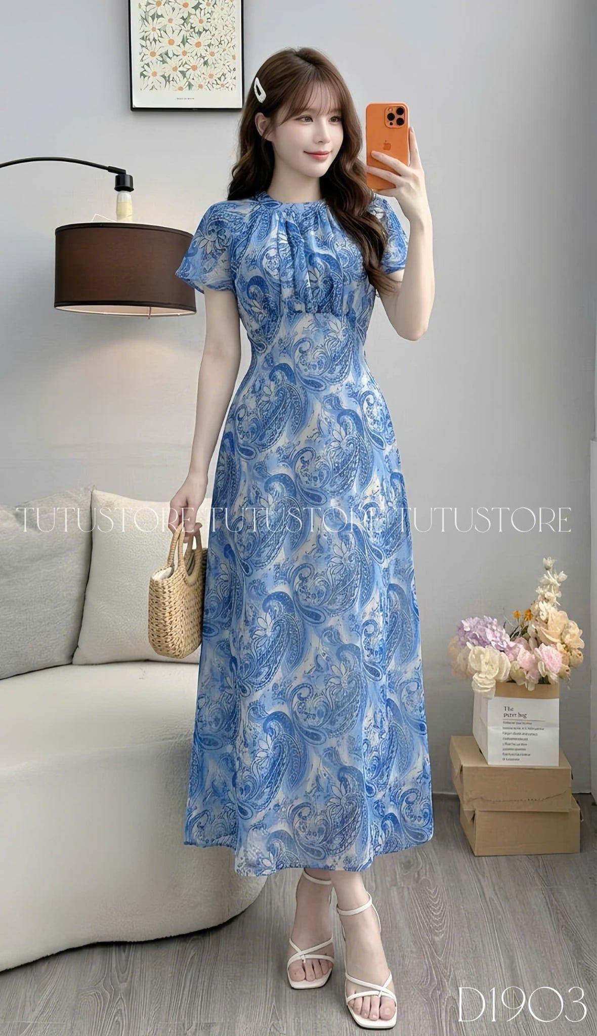 Đầm Thiết Kế Cổ Tròn Nhấn Eo Xinh Dáng Dài Đầm Đi Tiệc TuTu Store Mã D1903
