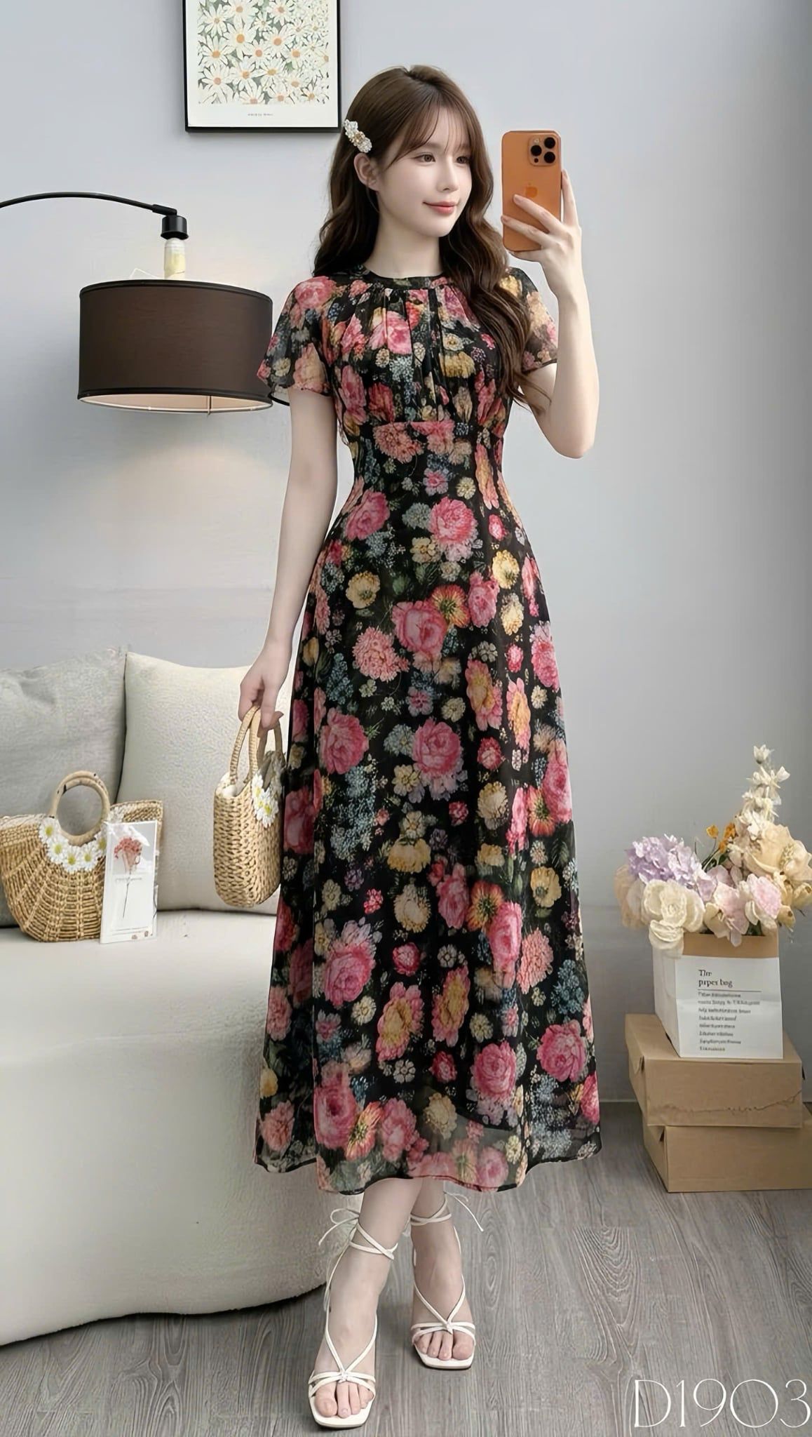 Đầm Thiết Kế Cổ Tròn Nhấn Eo Xinh Dáng Dài Đầm Đi Tiệc TuTu Store Mã D1903