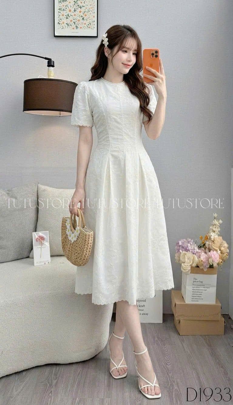 Đầm Thiết Kế Cổ Tròn Dáng Ngắn Xòe Nhẹ Nhàng Đầm Đi Tiệc TuTu Store Mã D1933