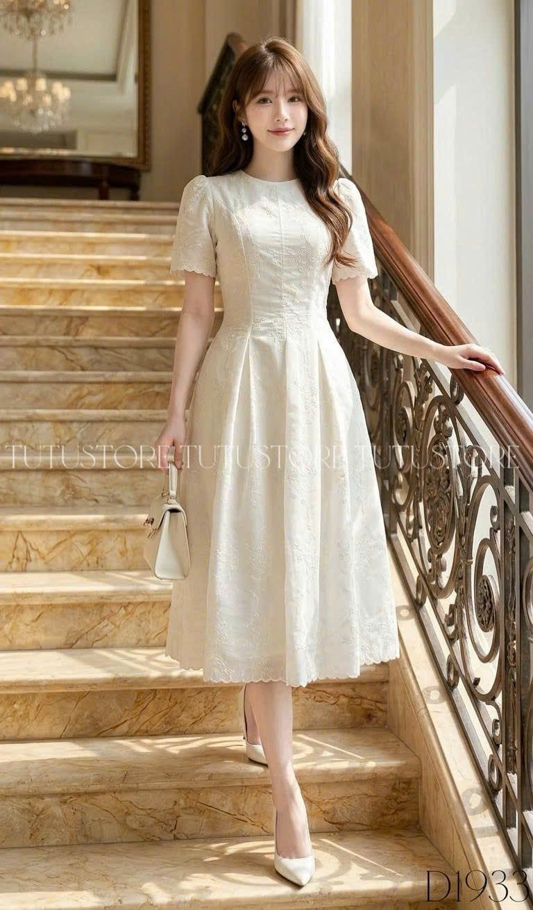 Đầm Thiết Kế Cổ Tròn Dáng Ngắn Xòe Nhẹ Nhàng Đầm Đi Tiệc TuTu Store Mã D1933