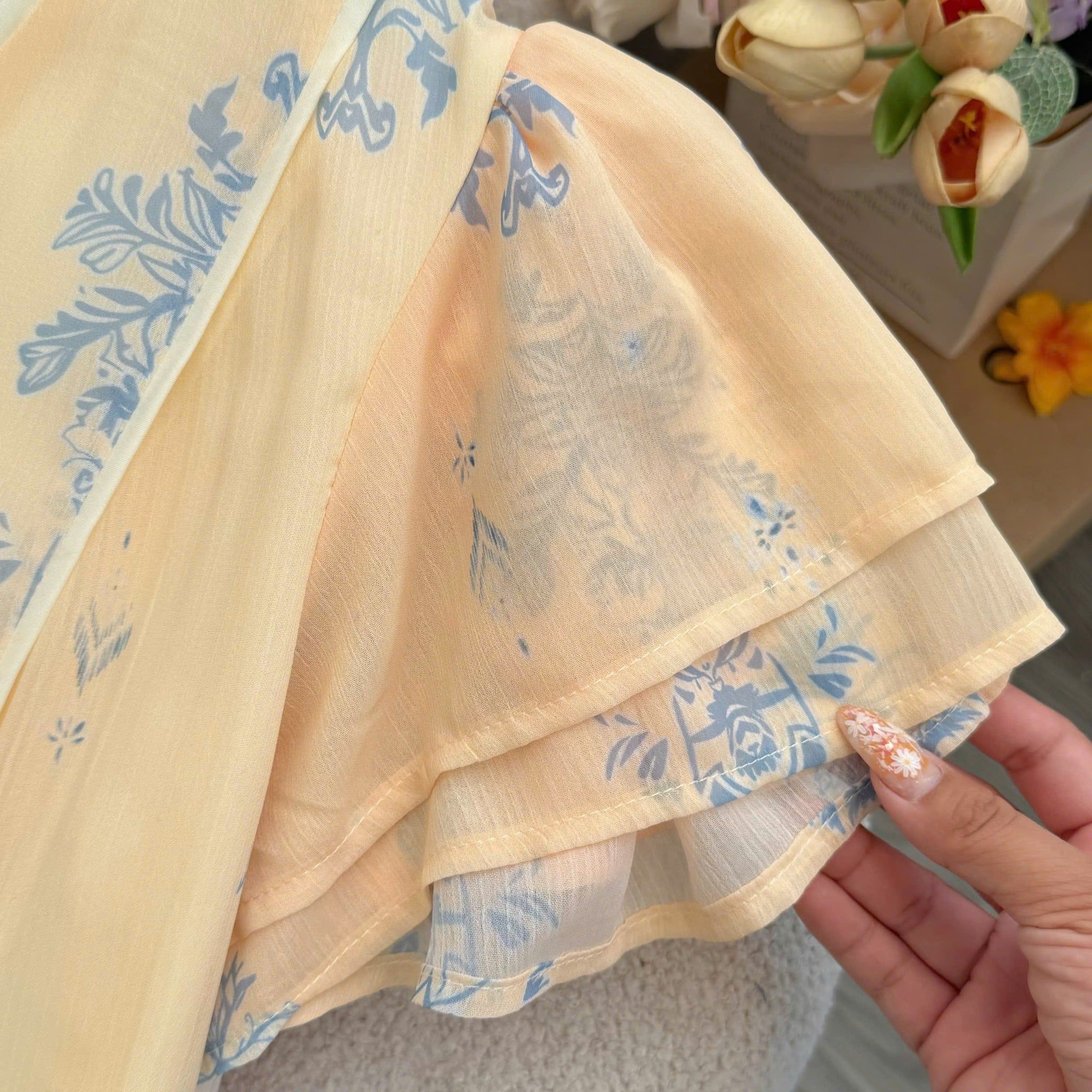 Đầm Voan Thiết Kế Cổ V Tay Bèo Dáng Xòe Đi Chơi TuTu Store Mã D1703