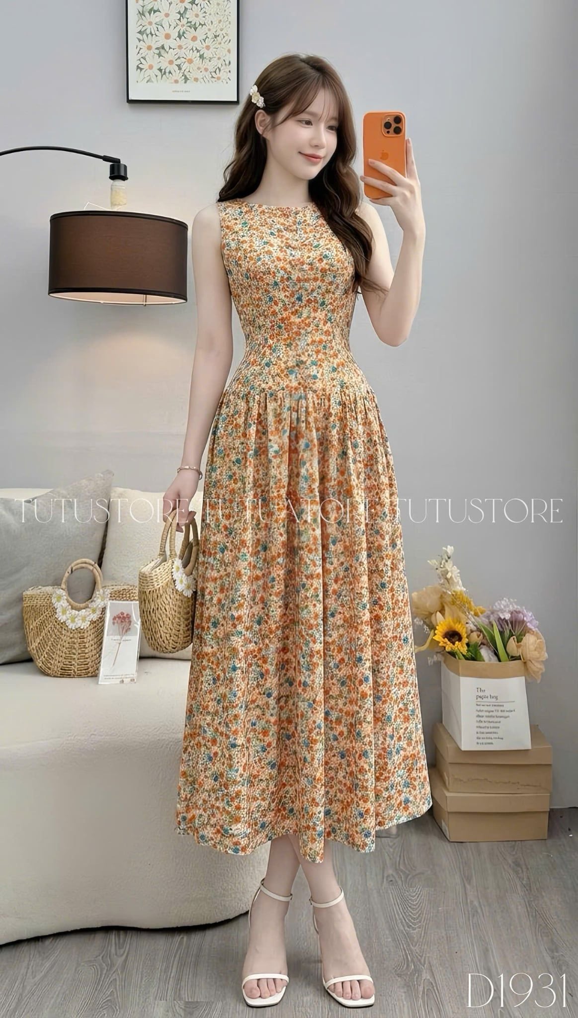 Đầm Thiết Kế Cổ Thuyền Dáng Xòe Hoa Nhí Đầm Đi Tiệc TuTu Store Mã D1931