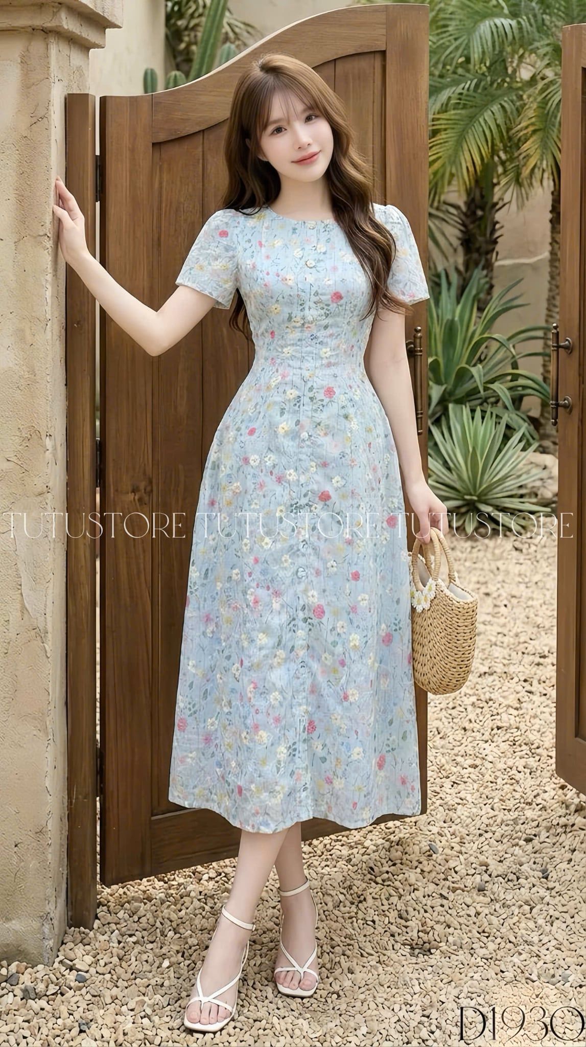 Đầm Thiết Kế Cổ Tròn Dáng Chữ A Đính Nút Kiểu Đầm Đi Tiệc TuTu Store Mã D1930
