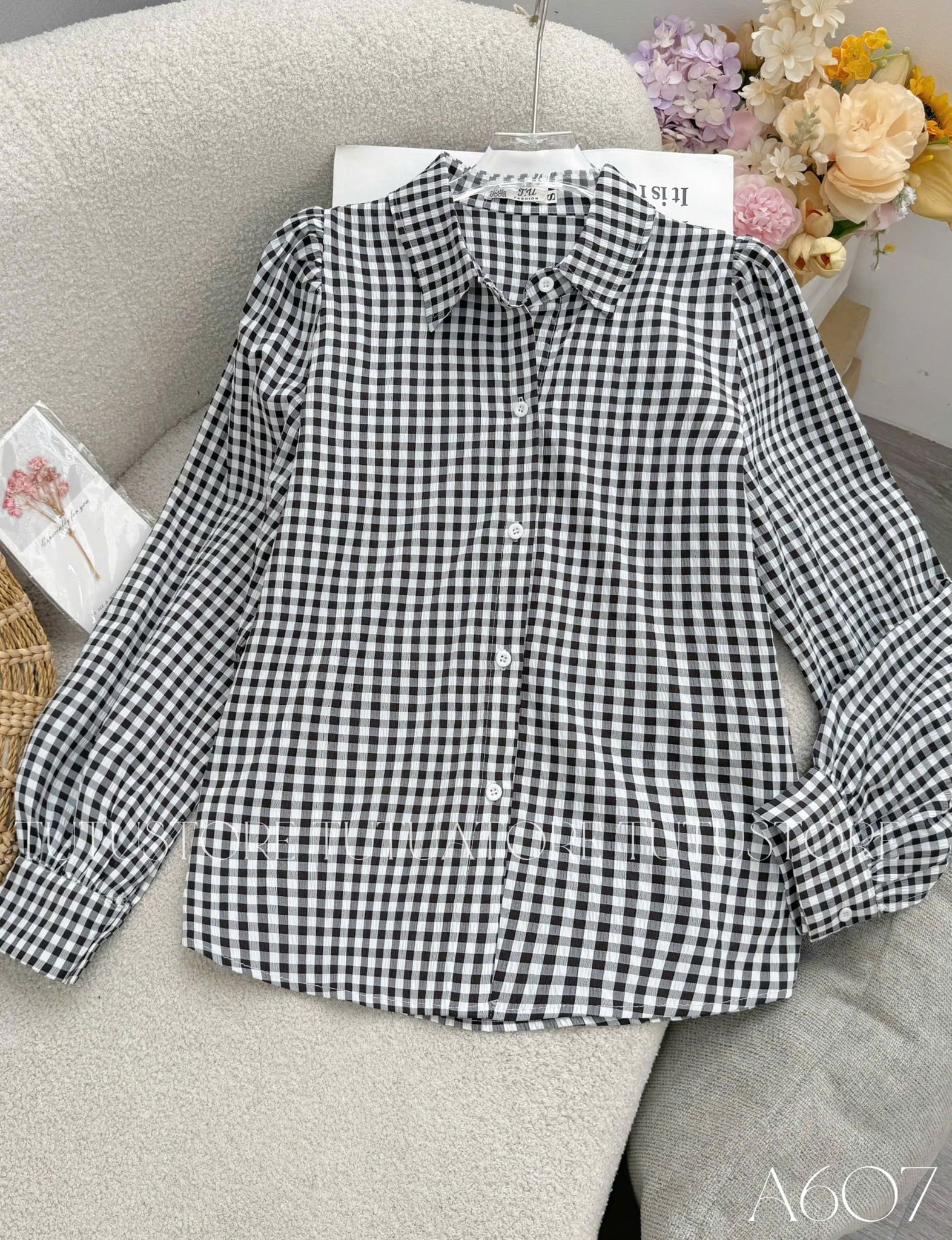 Áo Sơ Mi Thiết Kế Sọc Caro Đi Làm TuTu Store Mã A607